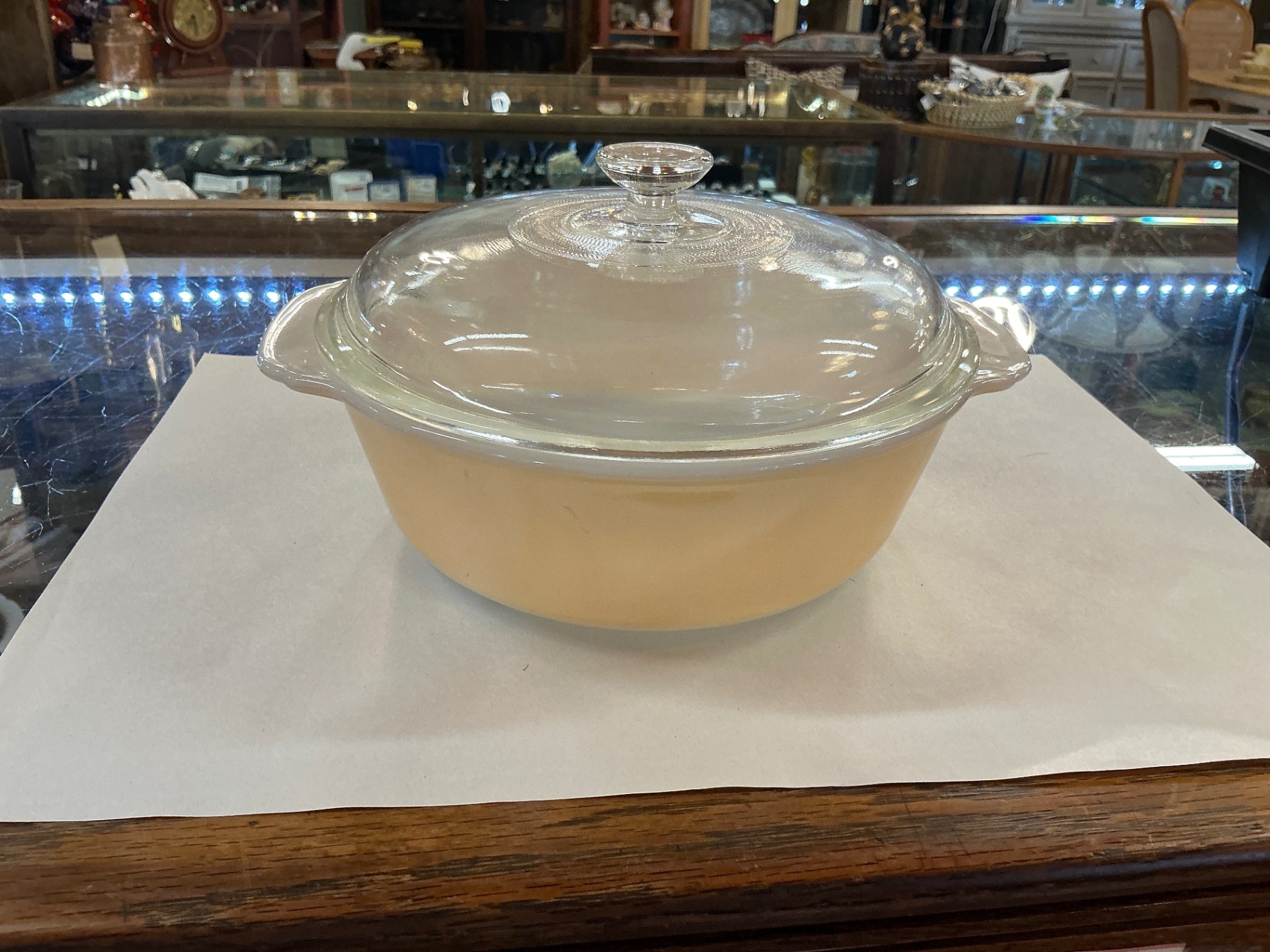 Vintage Fire-King Milk Glass Covered Casserole – White Opal Ovenware