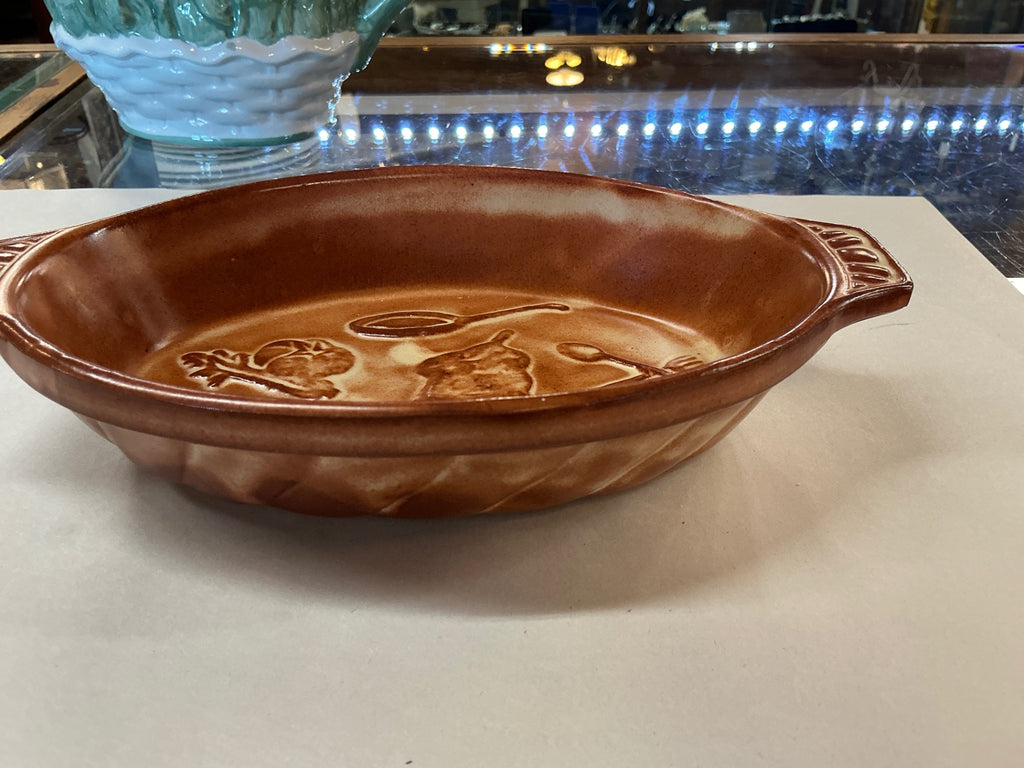 Vintage Kera Italia Oval Casserole Dish – Brown Glazed Stoneware, Made in Italy