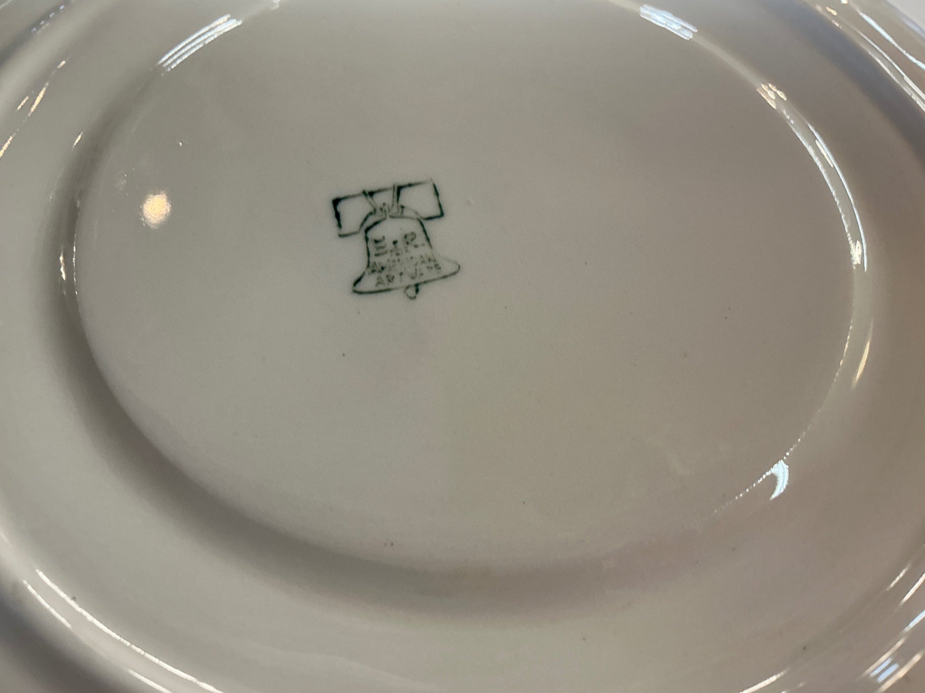 Vintage Milk Glass Deviled Egg Plate – Floral Center, Liberty Bell Mark