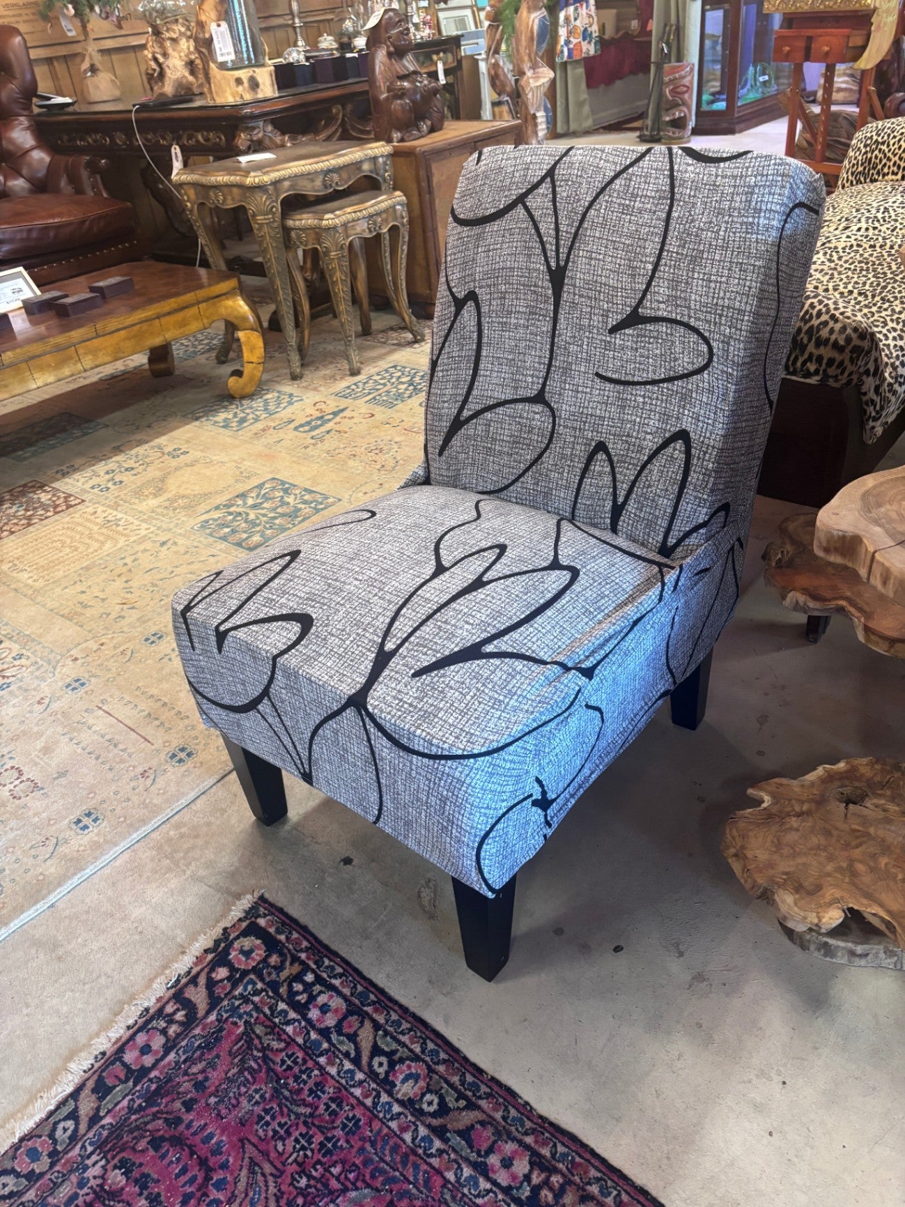 Pair of Blue Velvet accent chairs with slipcovers