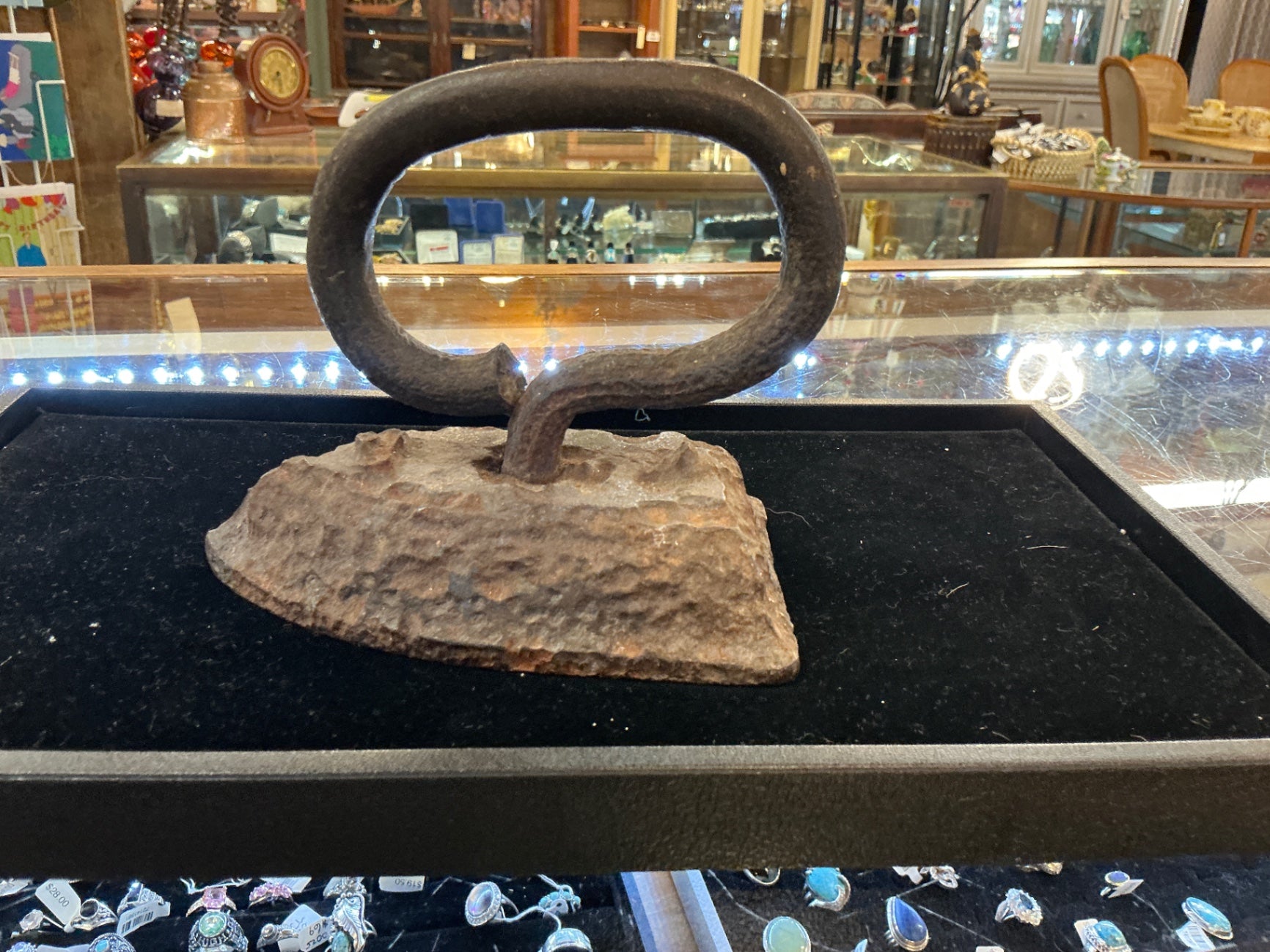 Antique Stone-Based Iron Ring Hitching Weight / Tether Anchor