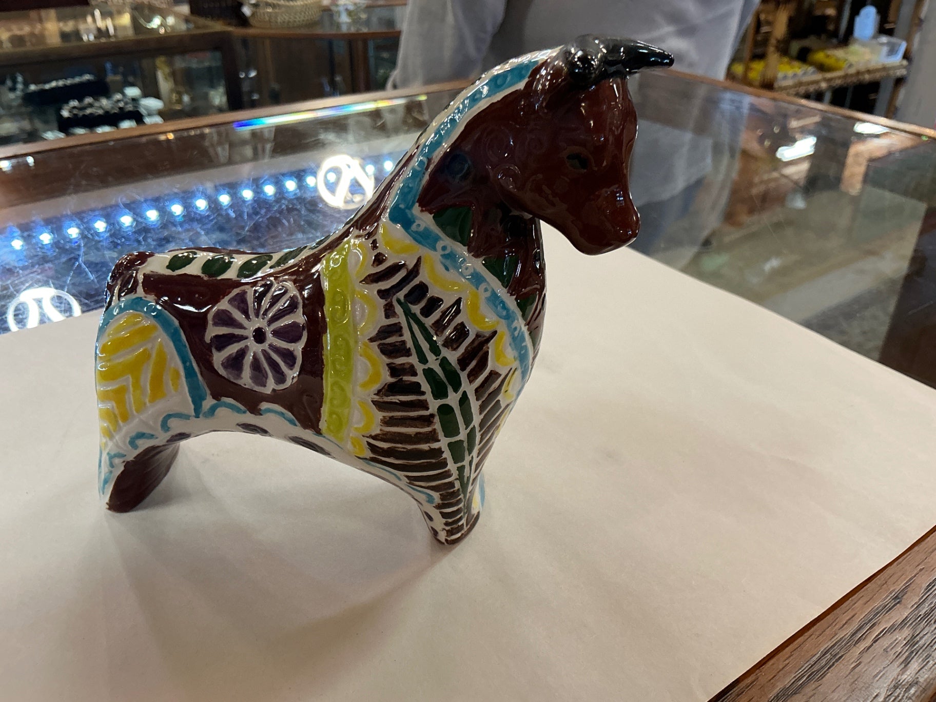Vintage Folk Art Hand-Painted Ceramic Horse Figurine