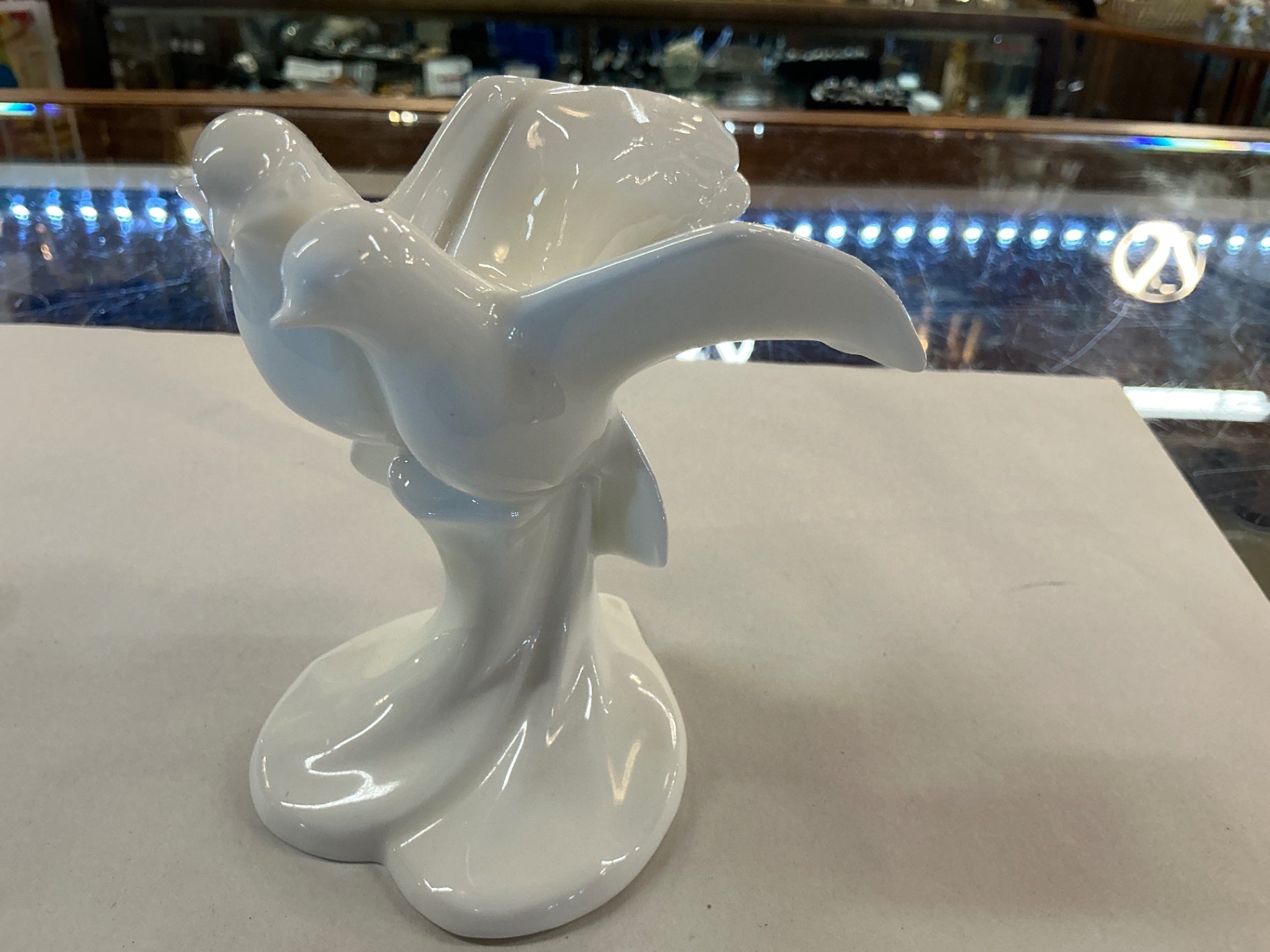 Vintage Milk Glass Bird White Opaline Glass, Mid-Century Style