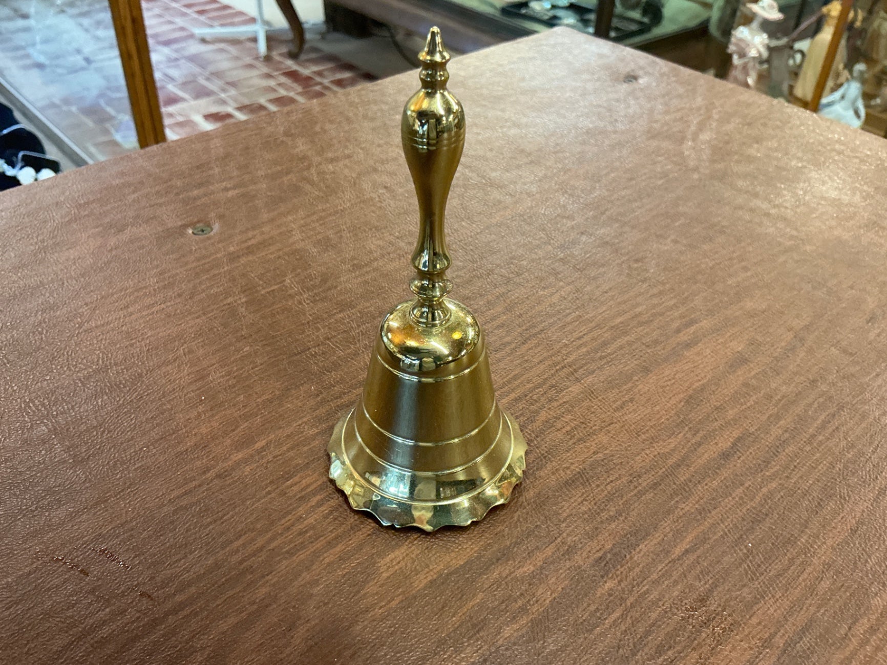 Vintage Solid Brass Handbell with Turned Handle