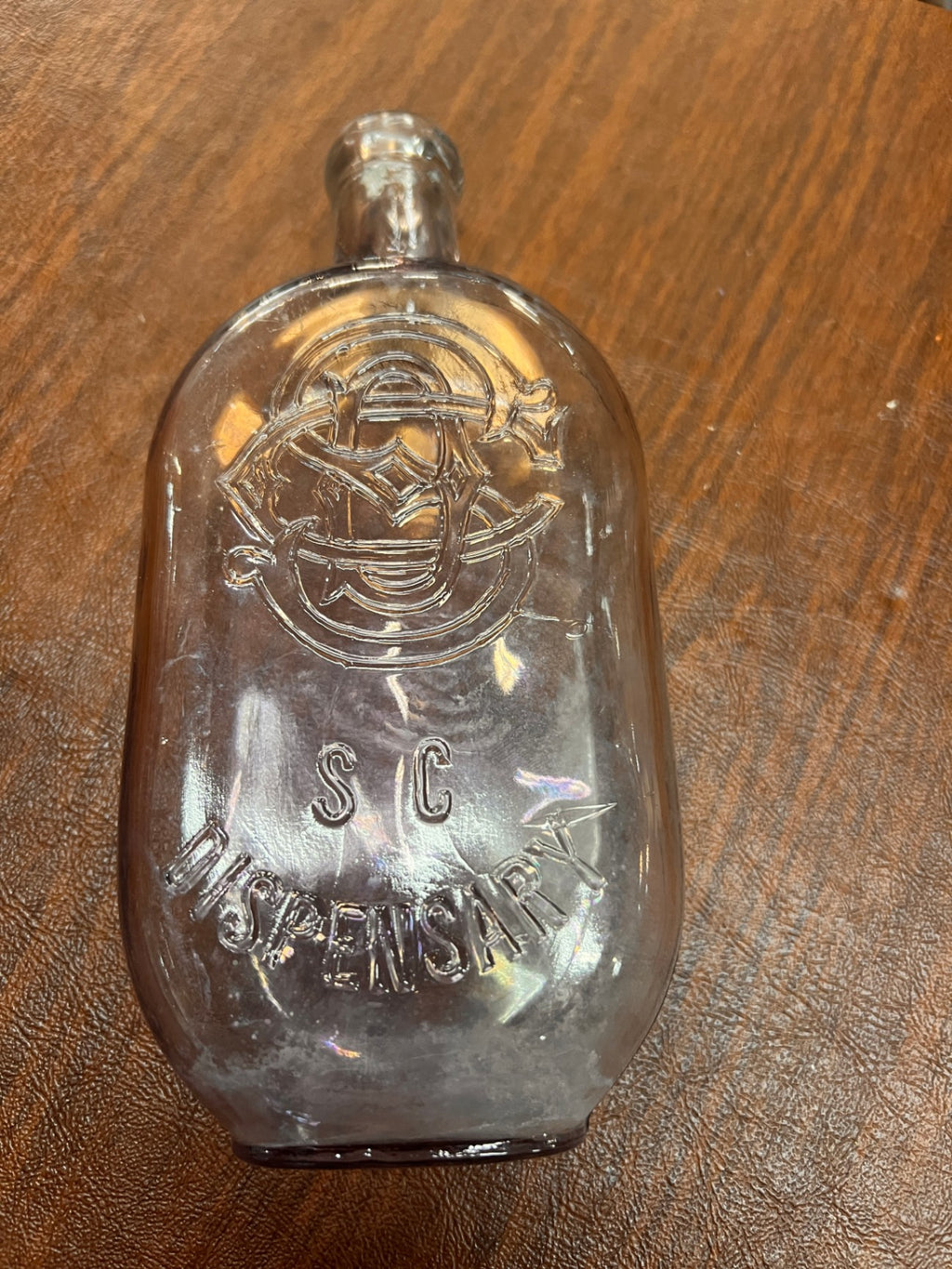 Early South Carolina Dispensary Pint Bottle (1893–1898) – Hand-Blown Amethyst Glass, Sand Pontil Base