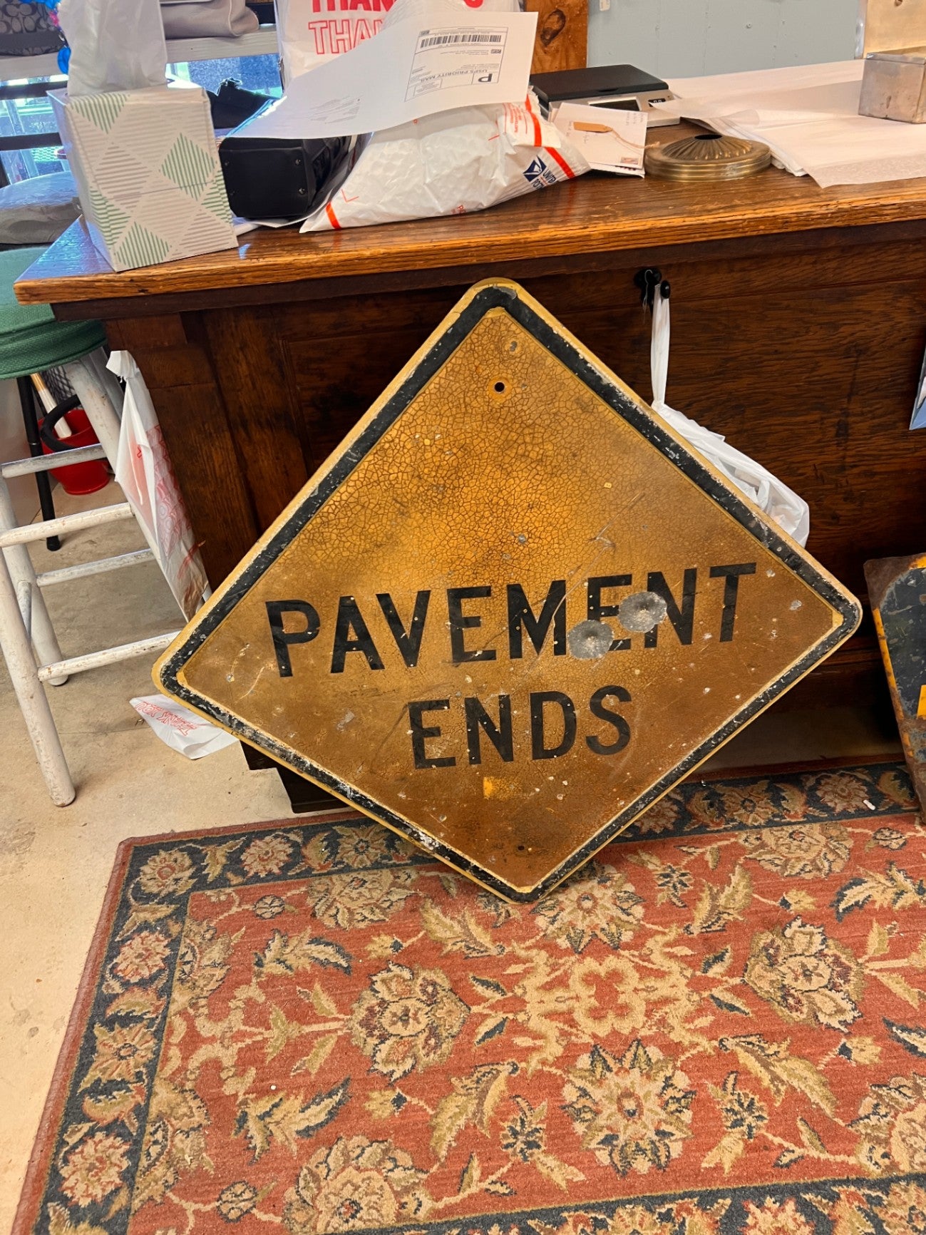Pavement Ends Road SIgn