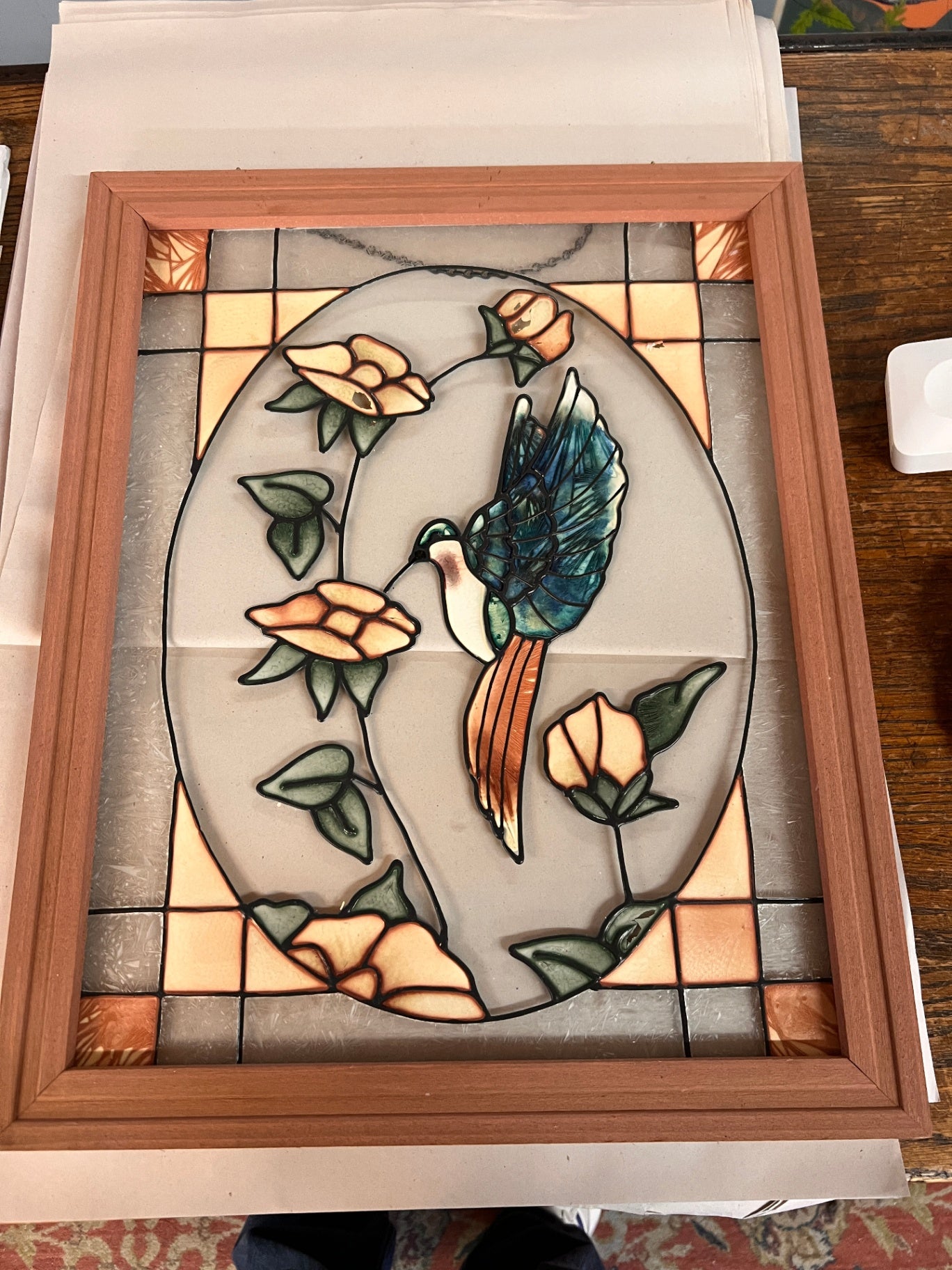 Hummingbird Stained Glass Panel