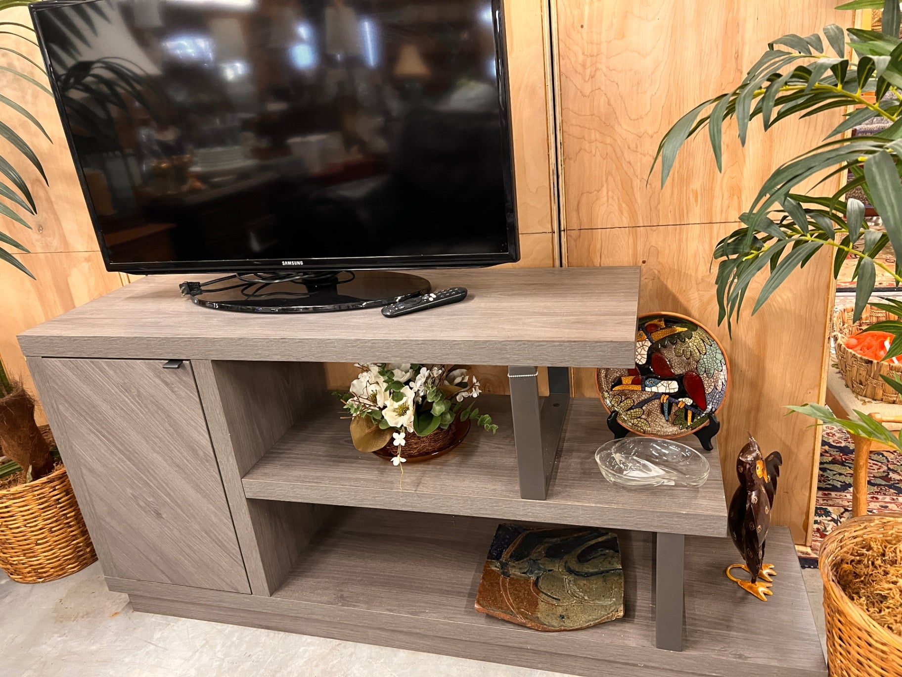 Grey and Black Media Console