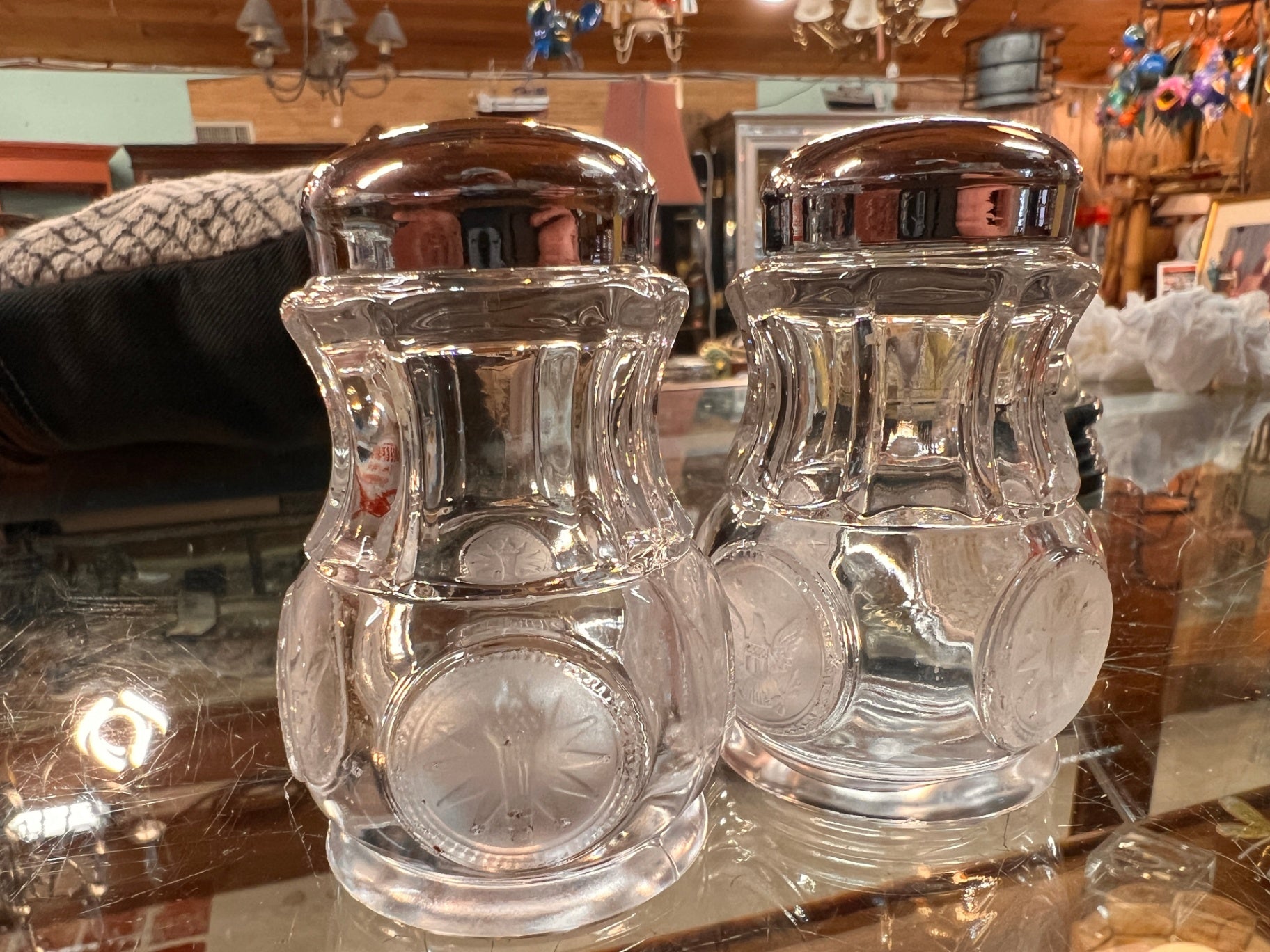 Fostoria Coin Glass Salt & Pepper -Crystal