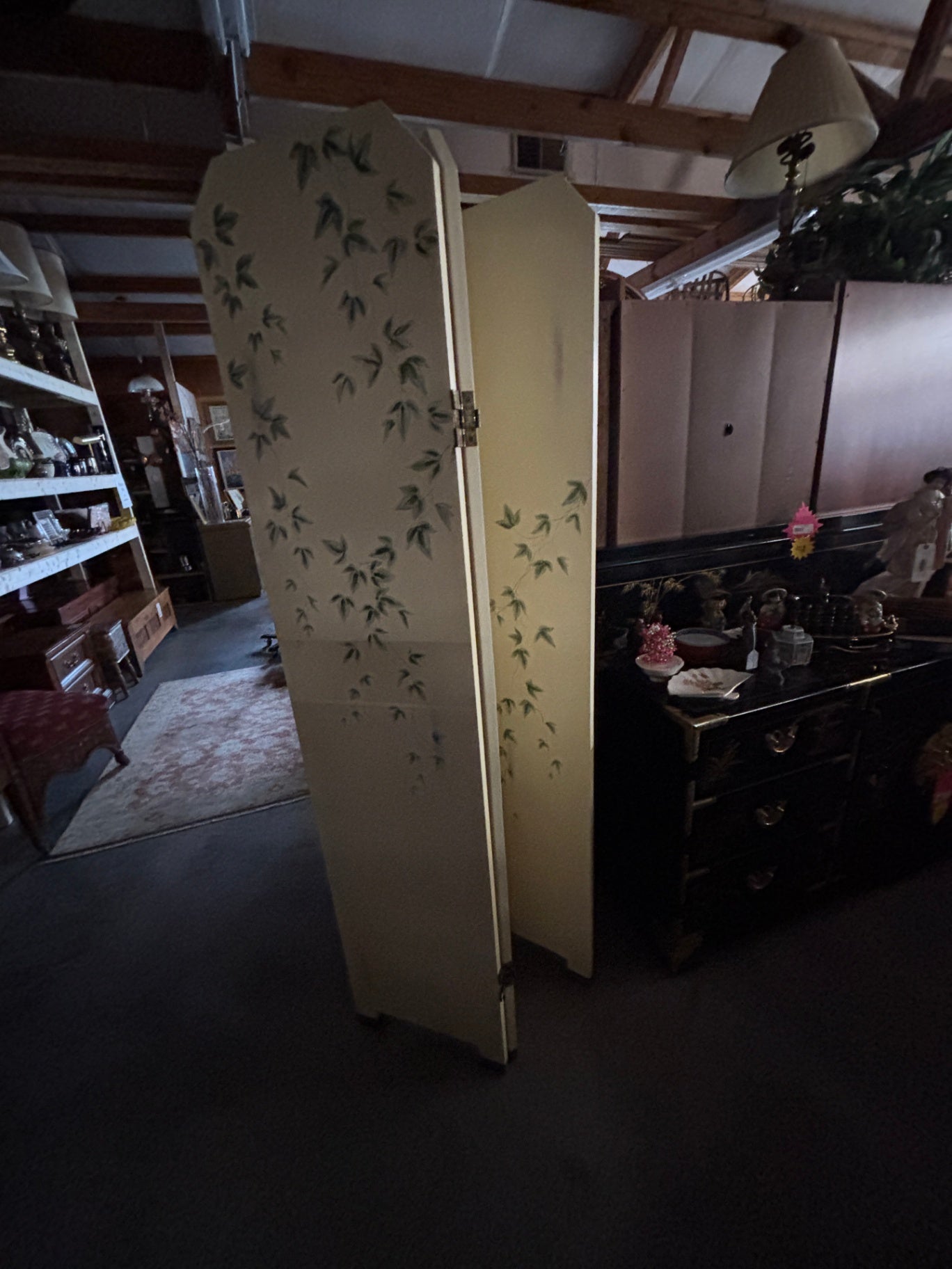 Three Panel Painted Wood Room Divider