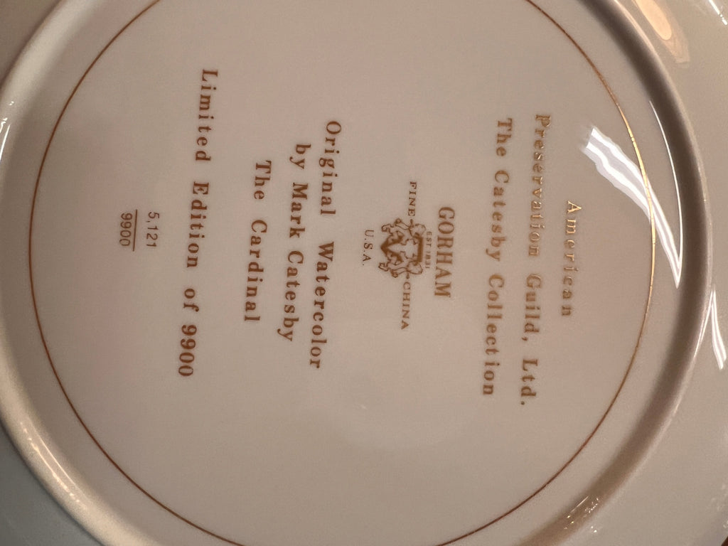 Gorham Mark Catesby THE CARDINAL Lg 10 1/2" Ltd Ed Plate AMERICAN PRES. GUILD