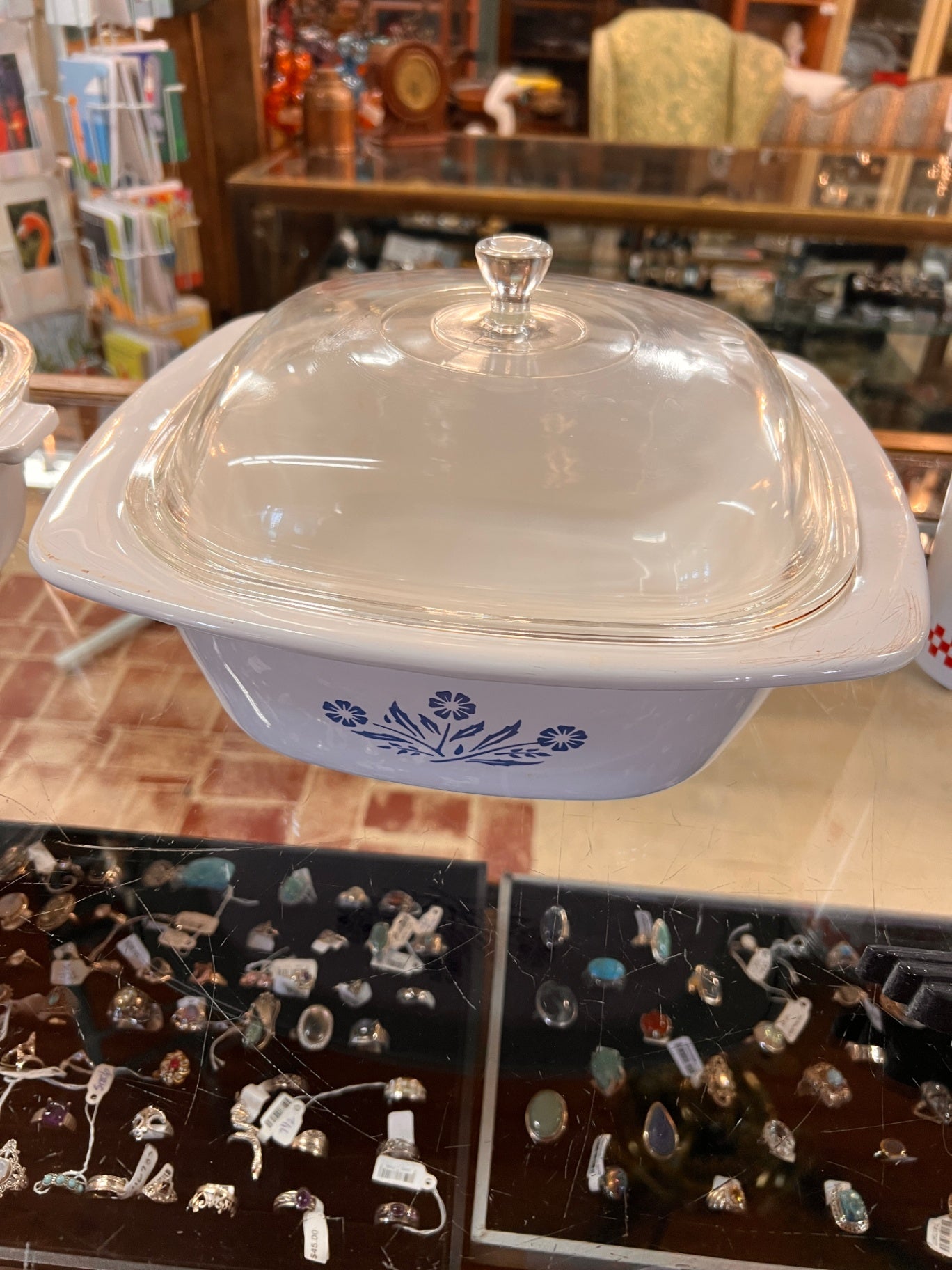 4 Quart CORNINGWARE Large Square Blue Cornflower Casserole