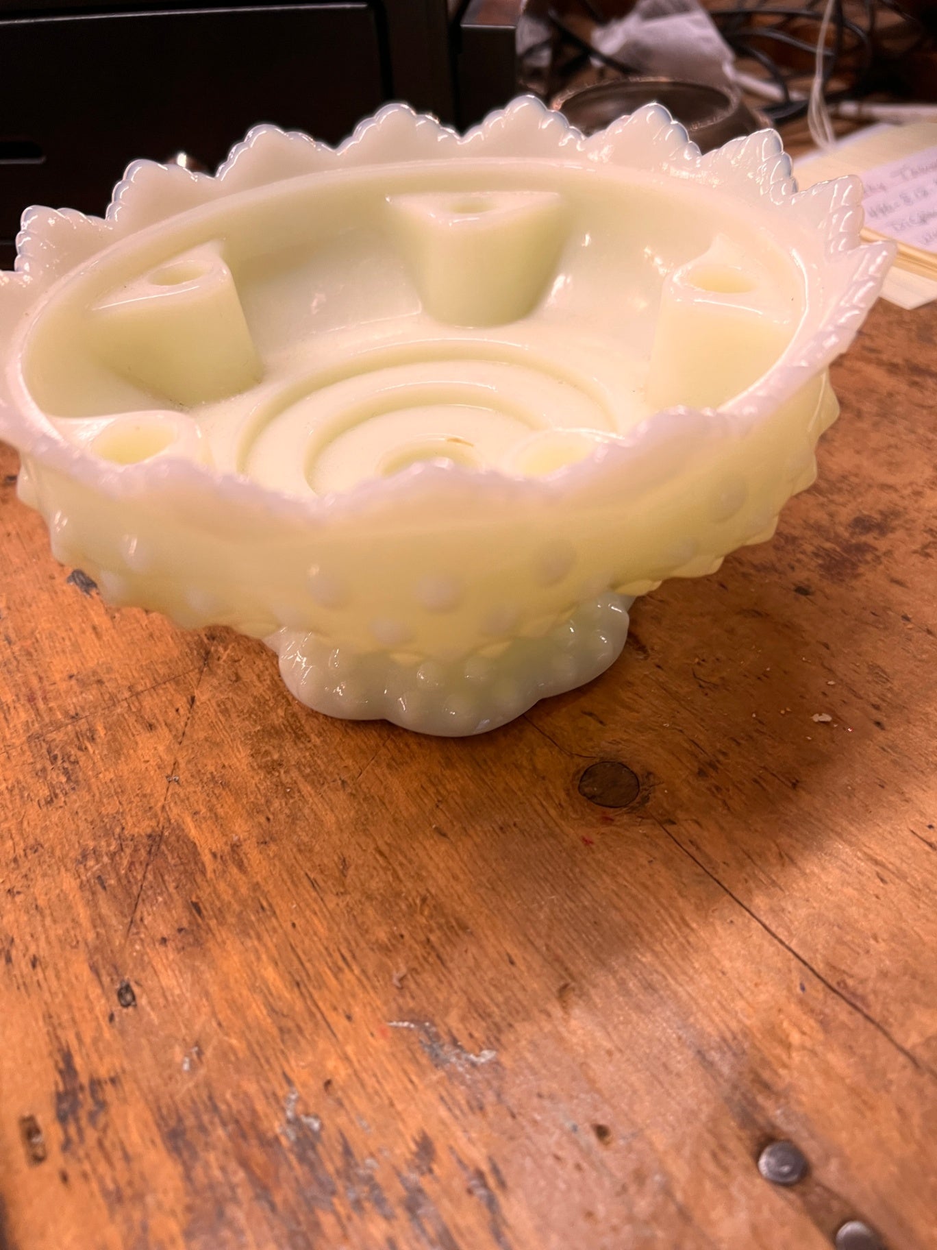 Fenton Jadeite/milk glass Uranium Custard Glass Candle Holder Compote Uranium Glass Pattern No. 3547569