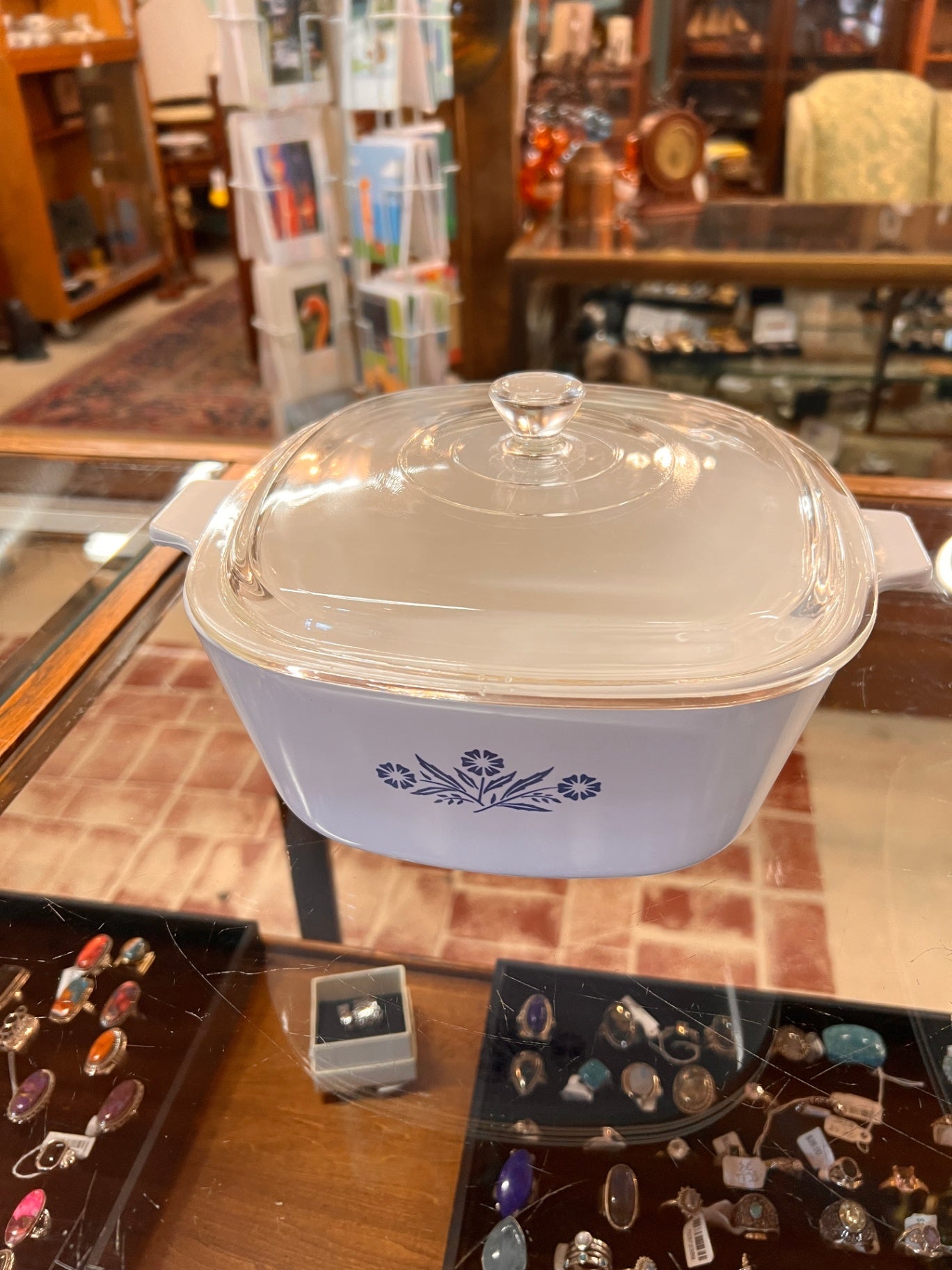Vtg CORNING WARE P-4-B blue cornflower 1 1/2 Qts. Rectangle W/ Pyrex Lid, USA