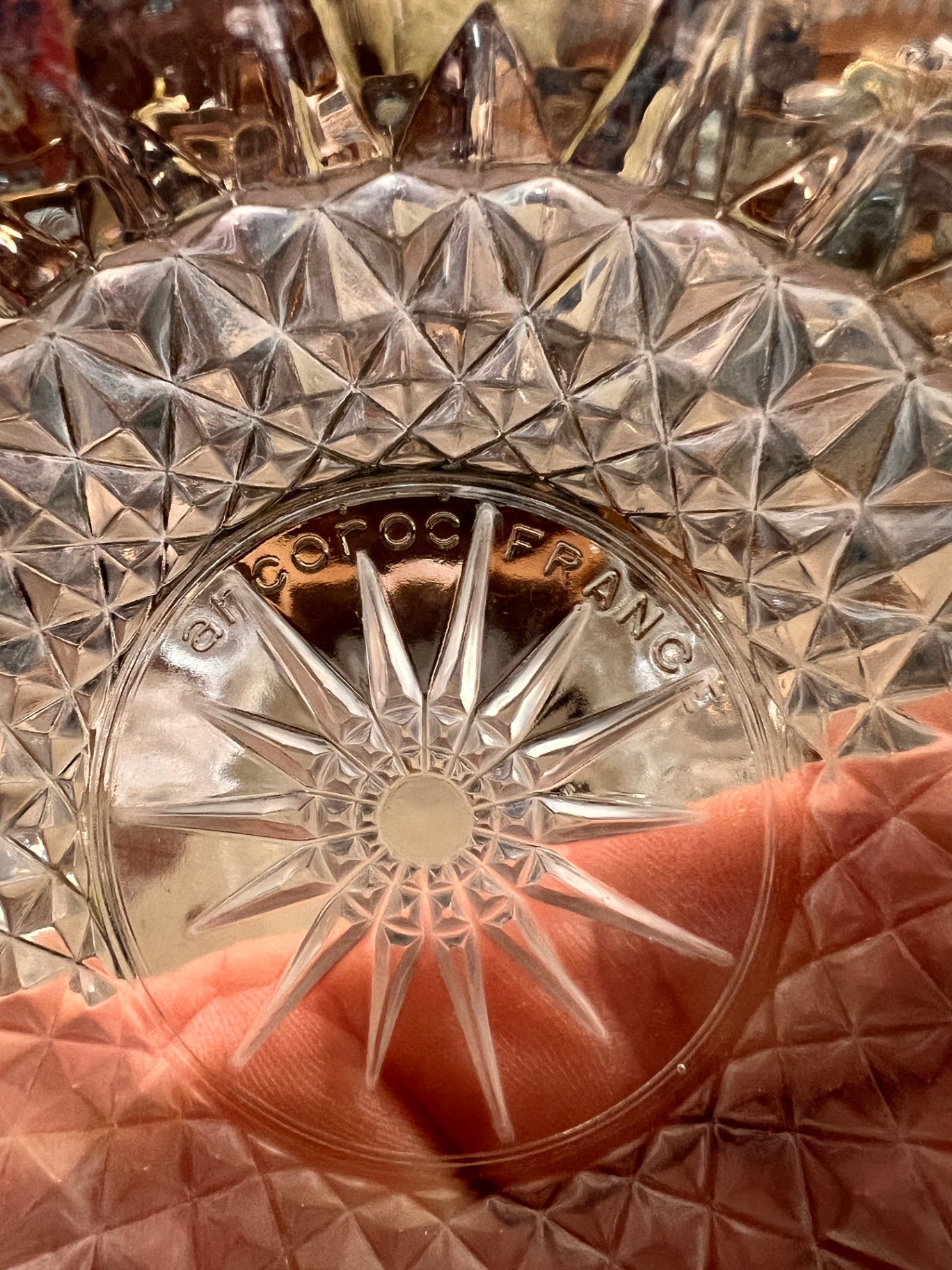 Arcoroc of France Cut Glass Star Bottom Serving Bowl 4” Diameter