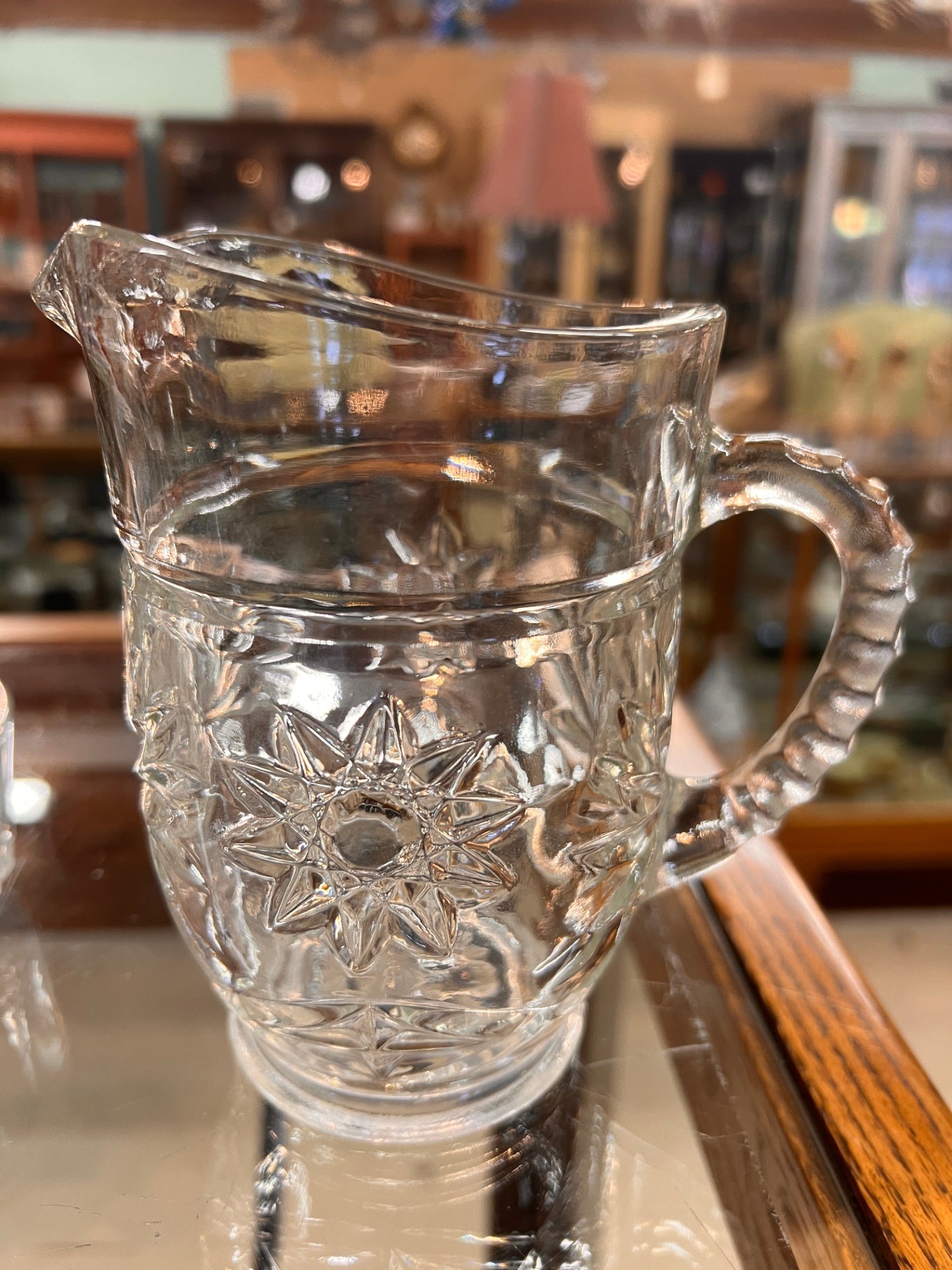 vintage Anchor Hocking Early American Prescut (EAPC) clear glass pint pitcher. 