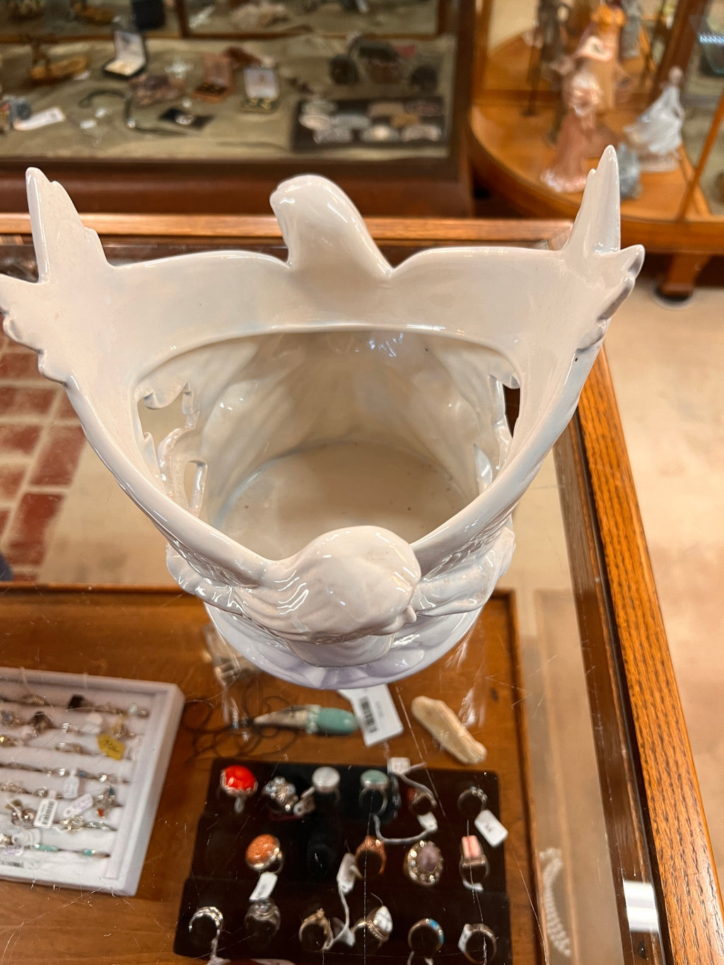 Extra Large Glazed Angel Ceramic White Candle Holder