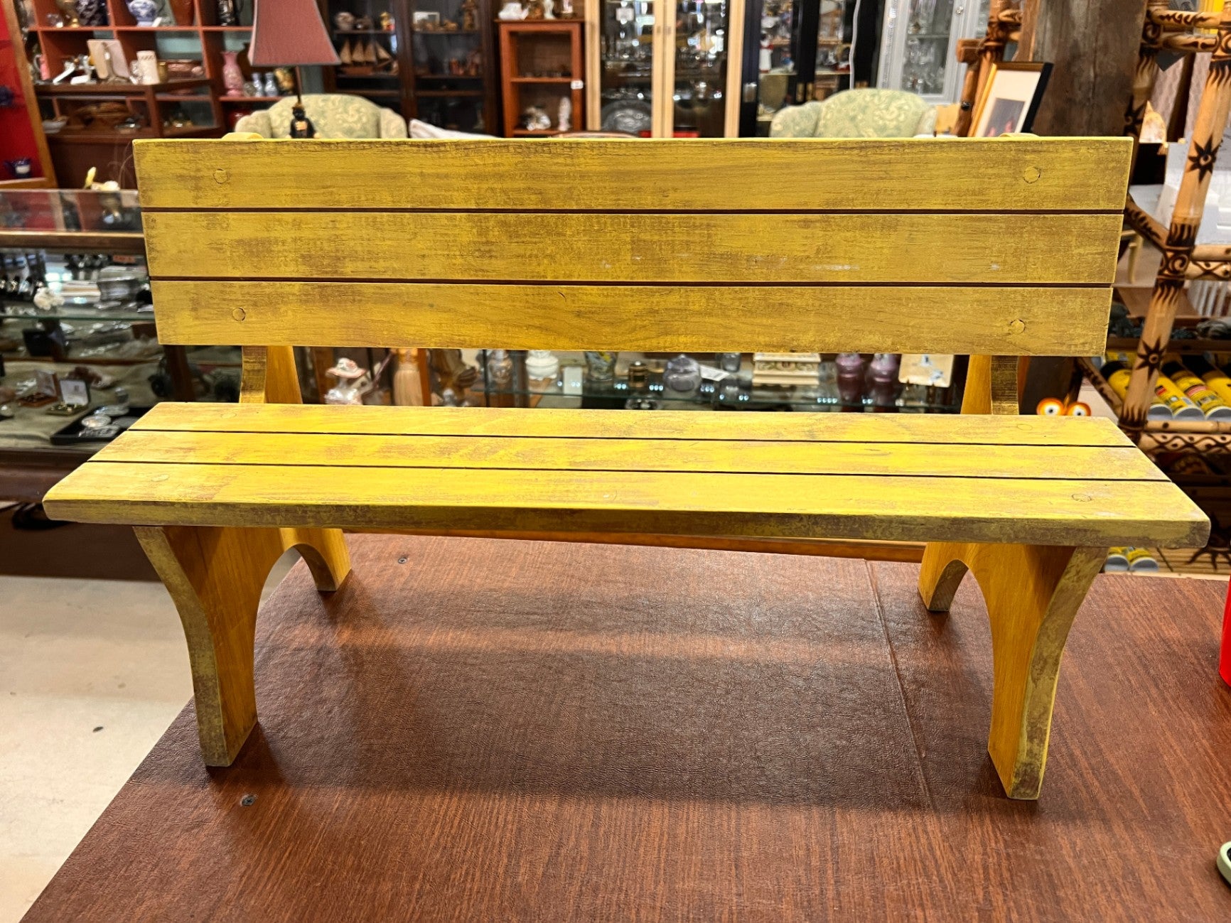 Miniature Yellow Wooden Bench