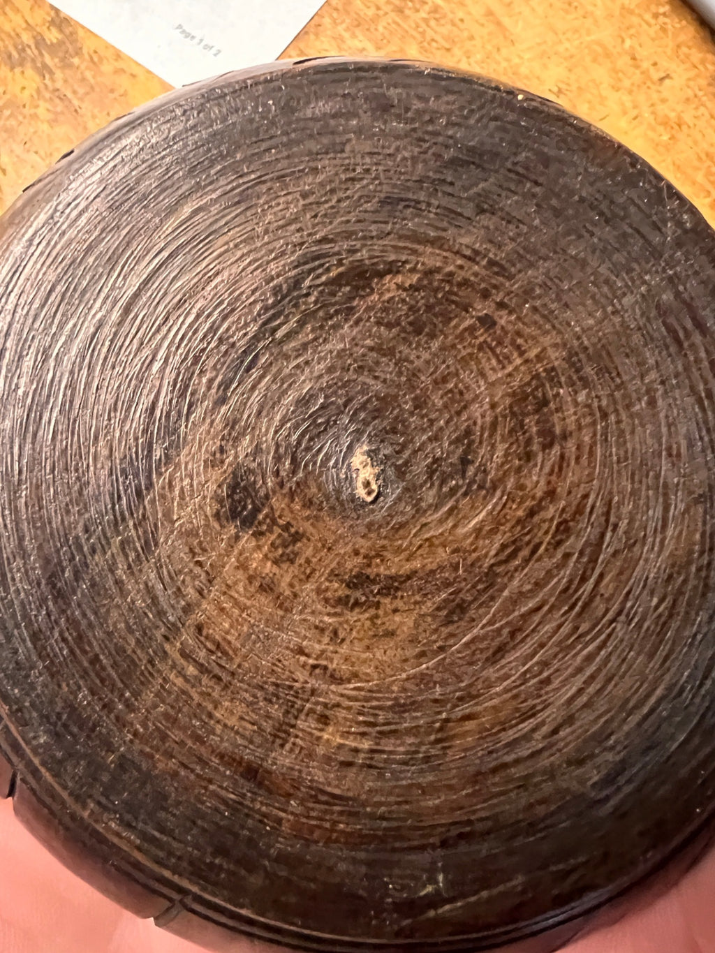 Vintage hand carved Ironwood Blackwood Bowl ethnic boho tribal trinket dice cup