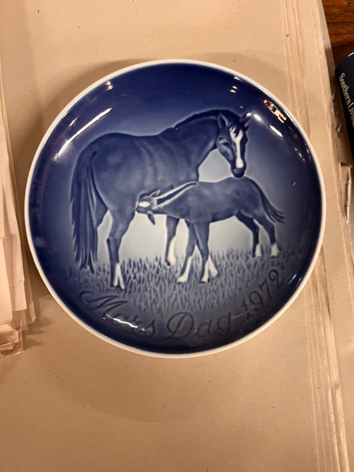 Bing Grondahl Copenhagen Porcelain Vintage 1972 Mothers Day Plate Horse - MINT