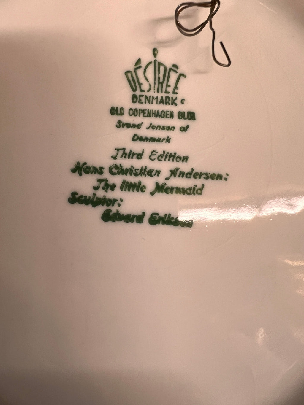 DESIREE DENMARK THE LITTLE MERMAID 1972 COLLECTIBLE PLATE 7.5 INCH 