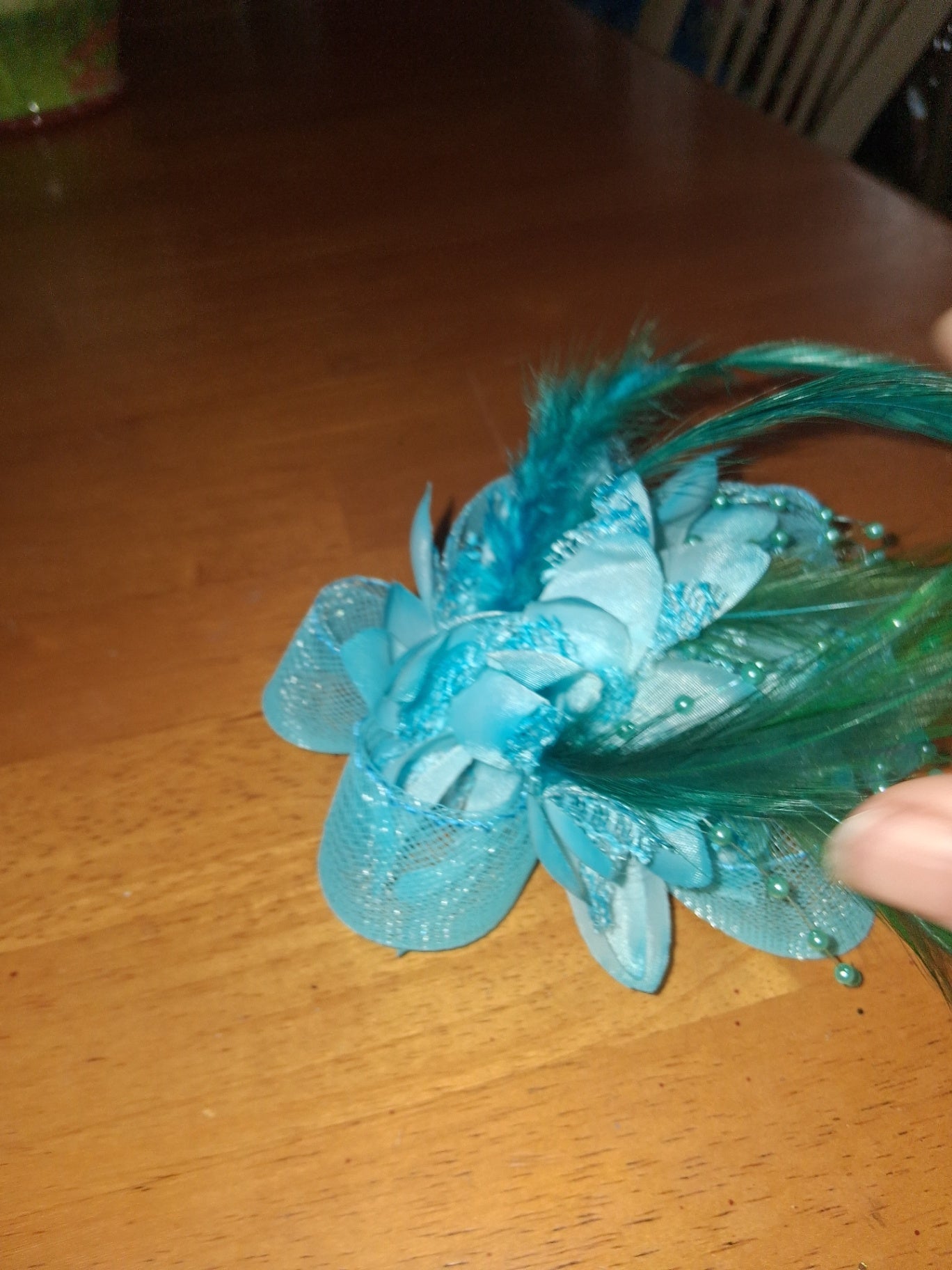 Fascinator teal dsc