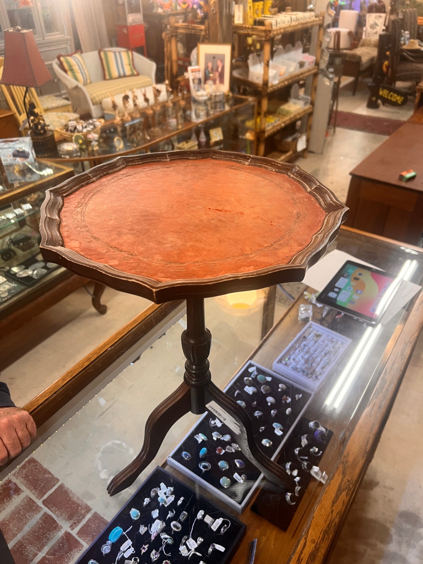 Leather Top Pedestal Table