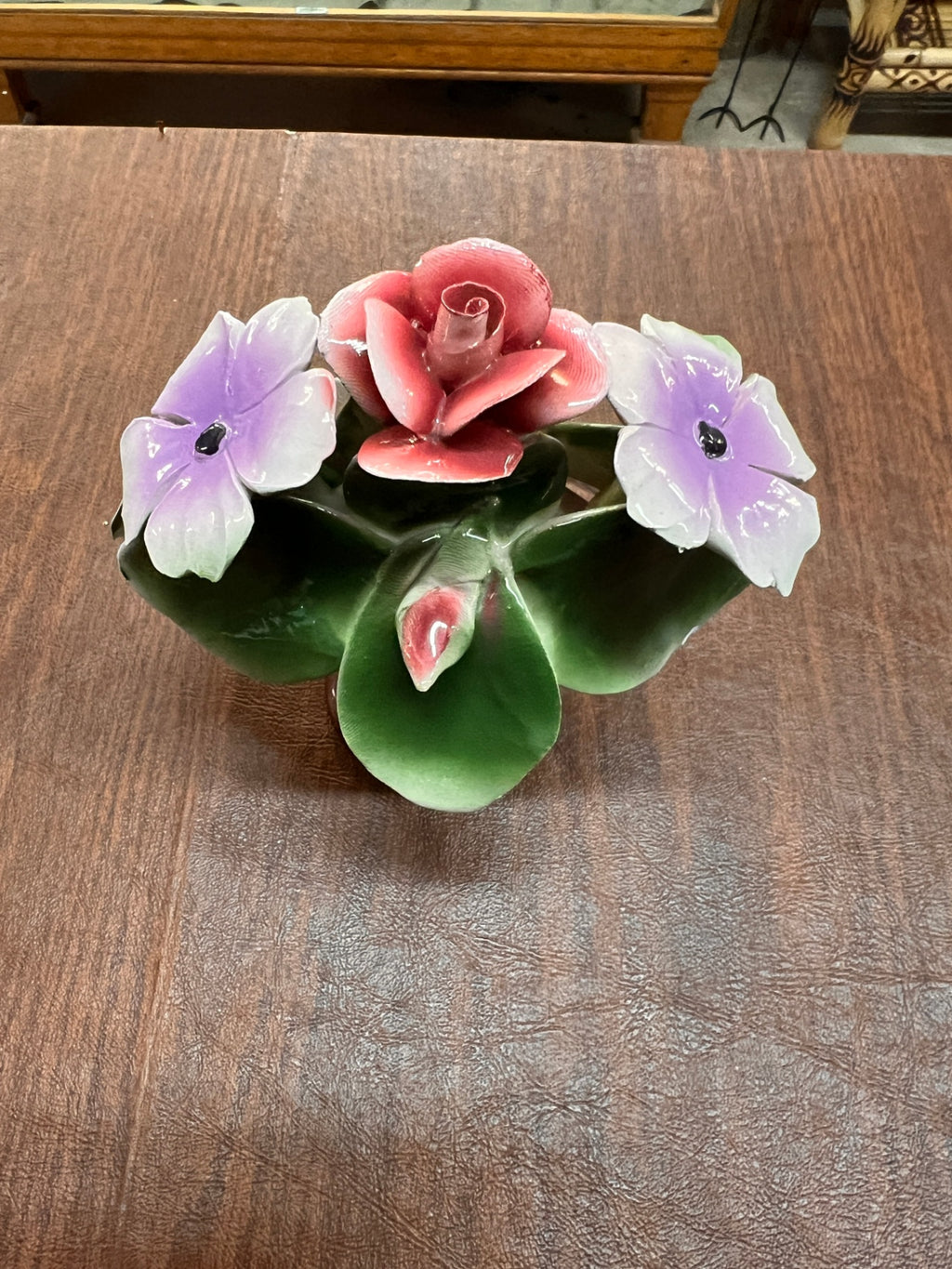 Vintage Nuova Capodimonte Basket of Roses Figurine