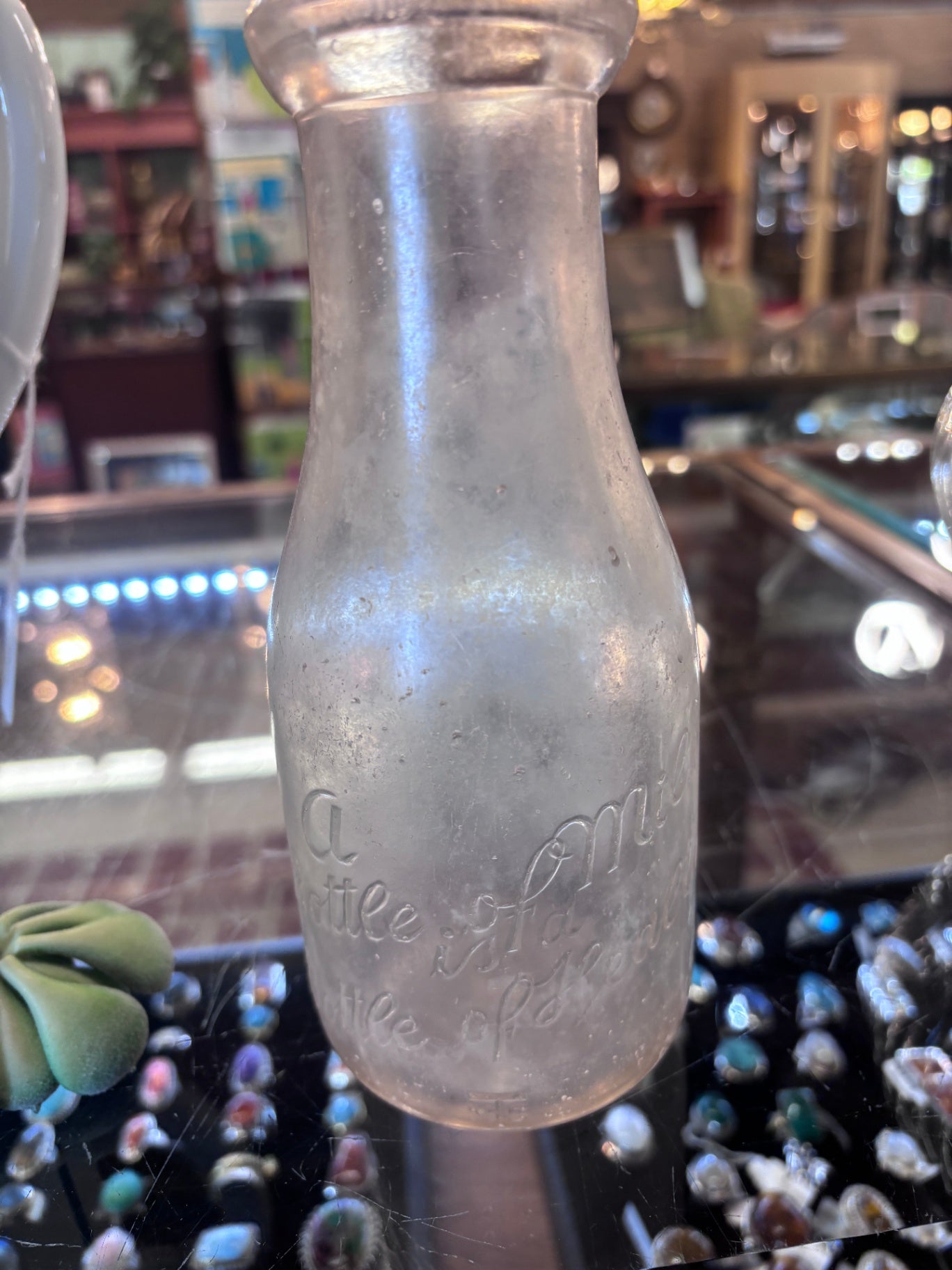  Vintage glass milk bottle
