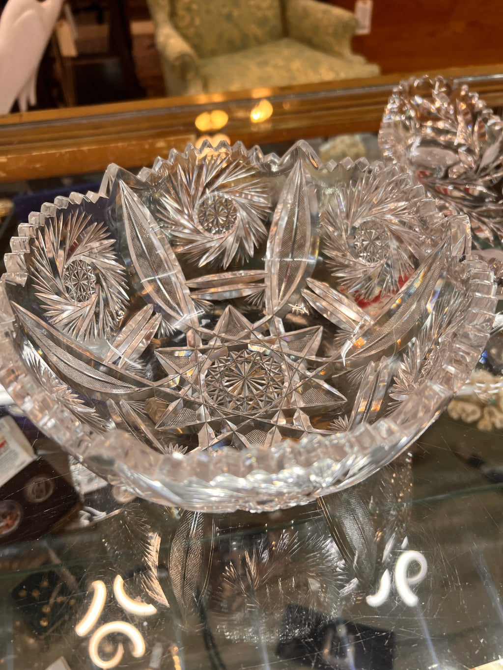 American Brilliant Pinwheel Pattern Cut Glass Bowl