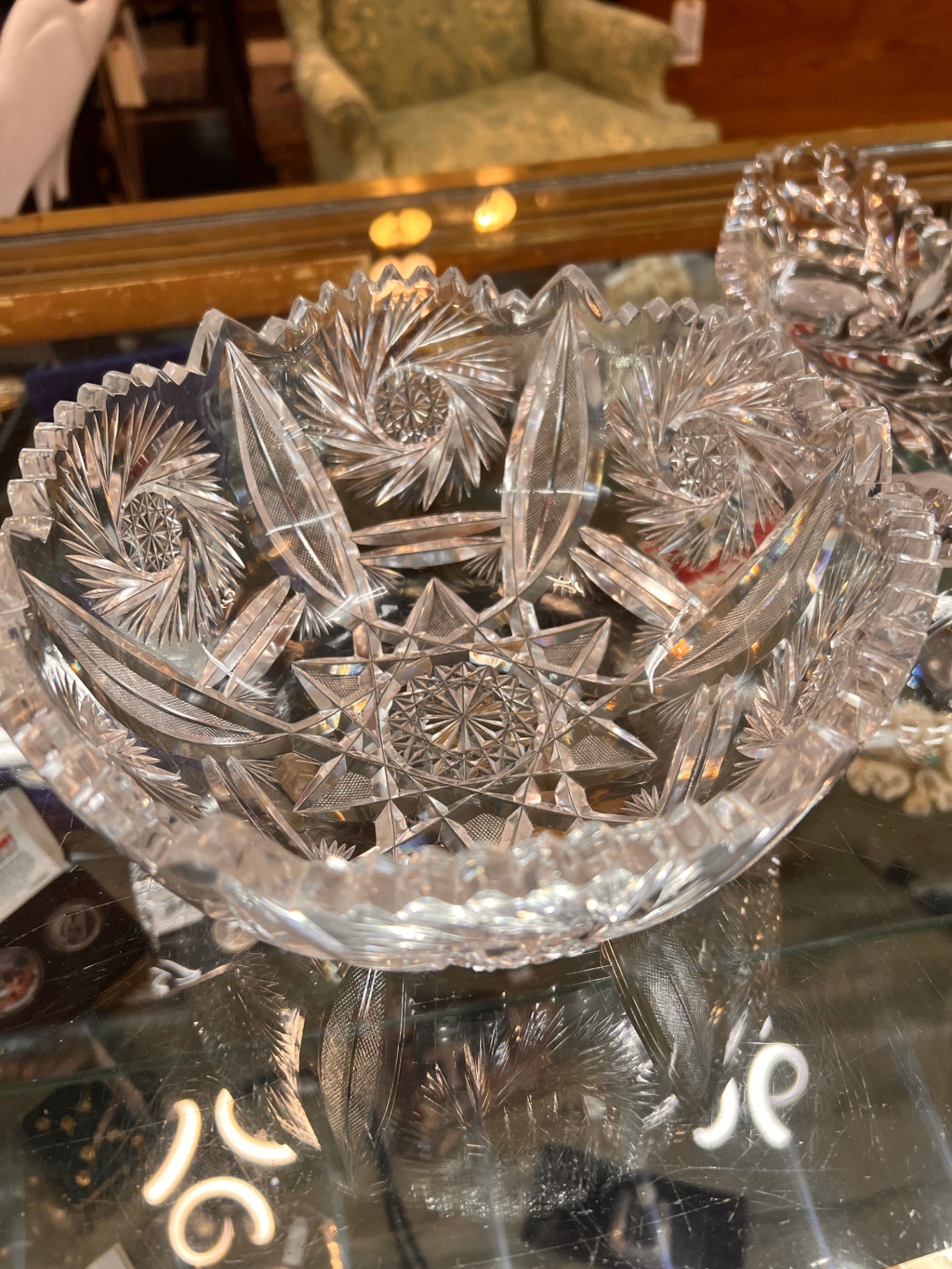 American Brilliant Pinwheel Pattern Cut Glass Bowl