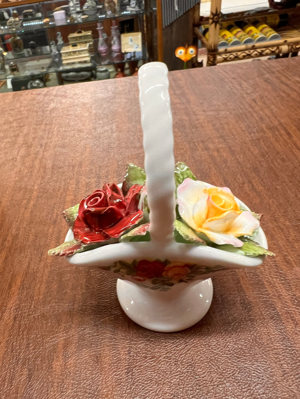 Vintage Royal Doulton Bone China Floral Basket – Hand Applied Roses – Made in England