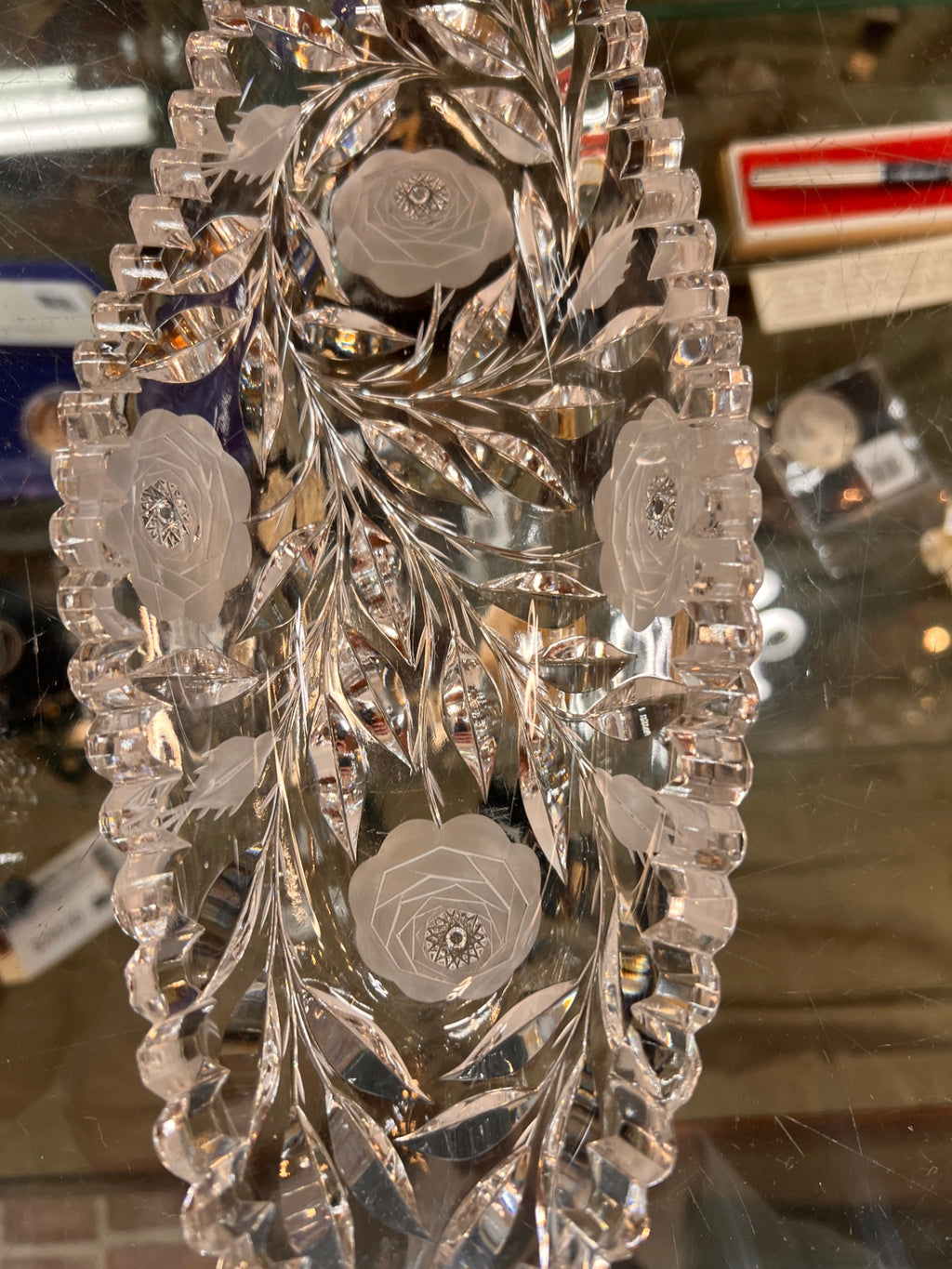 American Brilliant Period Cut Glass 12-1/4"×6"" Large Oblong Bowl