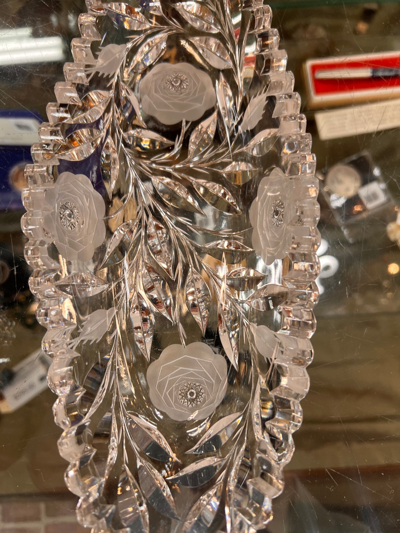 American Brilliant Period Cut Glass 12-1/4"×6"" Large Oblong Bowl