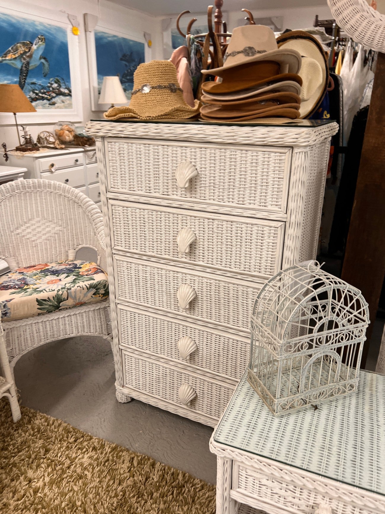 White Wicker 4 Drawer Chest Of Drawers
