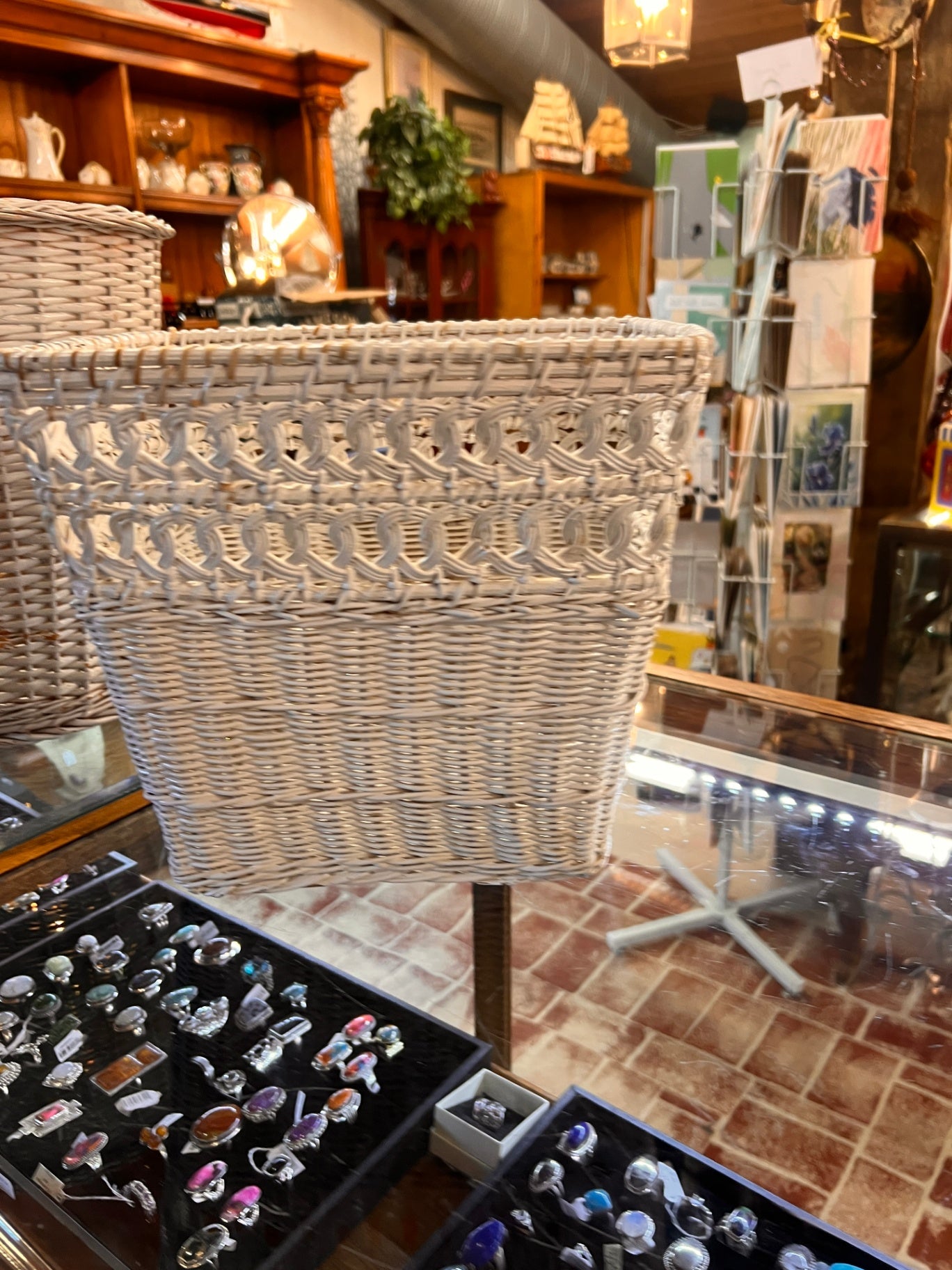 White Wicker Waste Basket