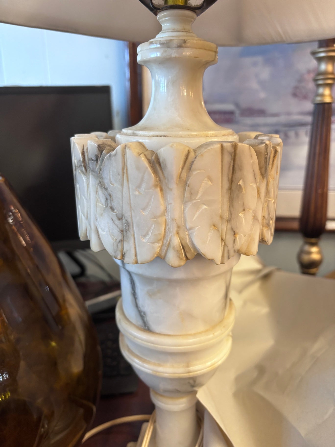 Marble/Alabaster table lamps Set of 2