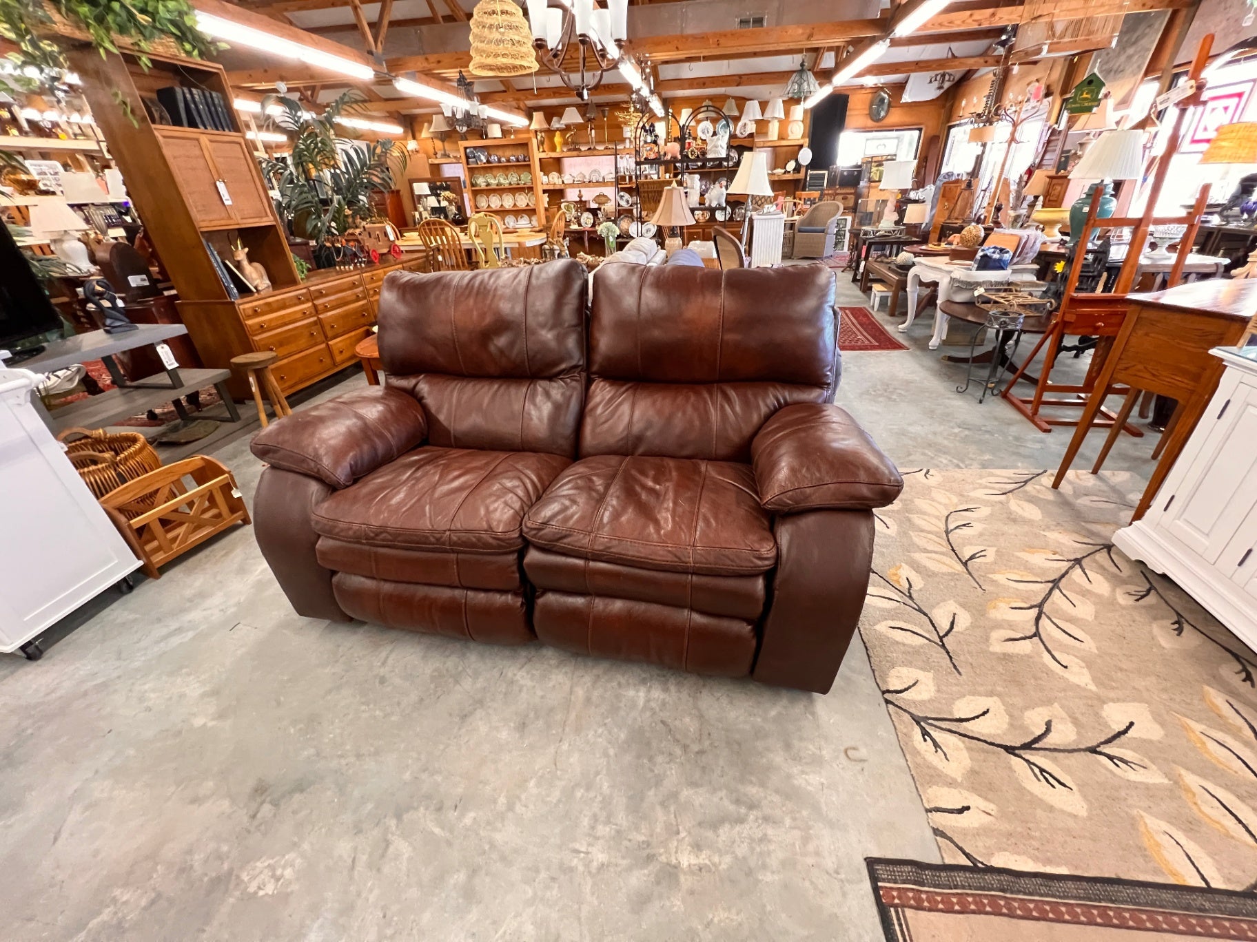 Brown Leather Power Recline Love Seat