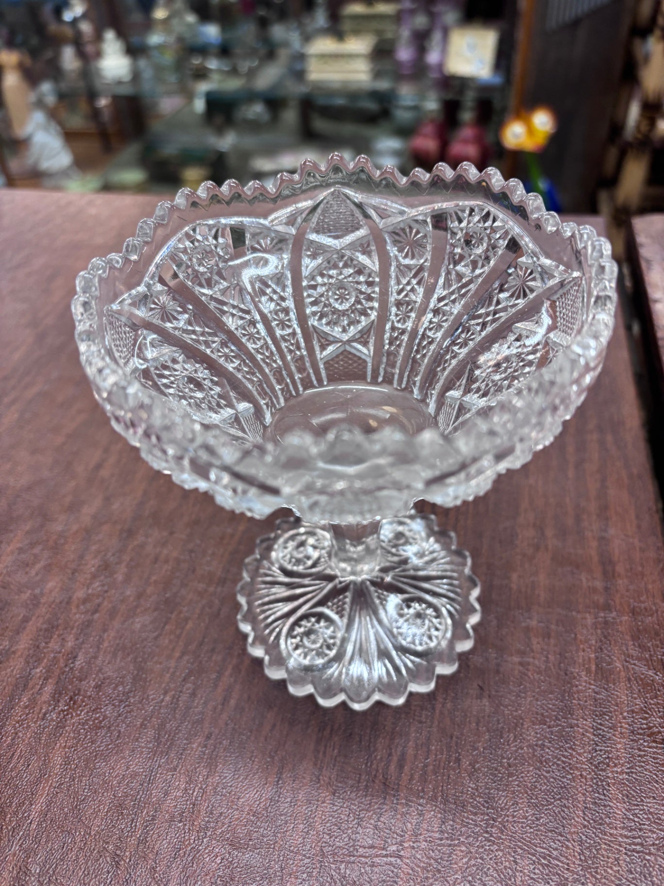 IMPERIAL GLASS~OHIO DAISY AND BUTTON CLEAR OPEN 5” COMPOTE