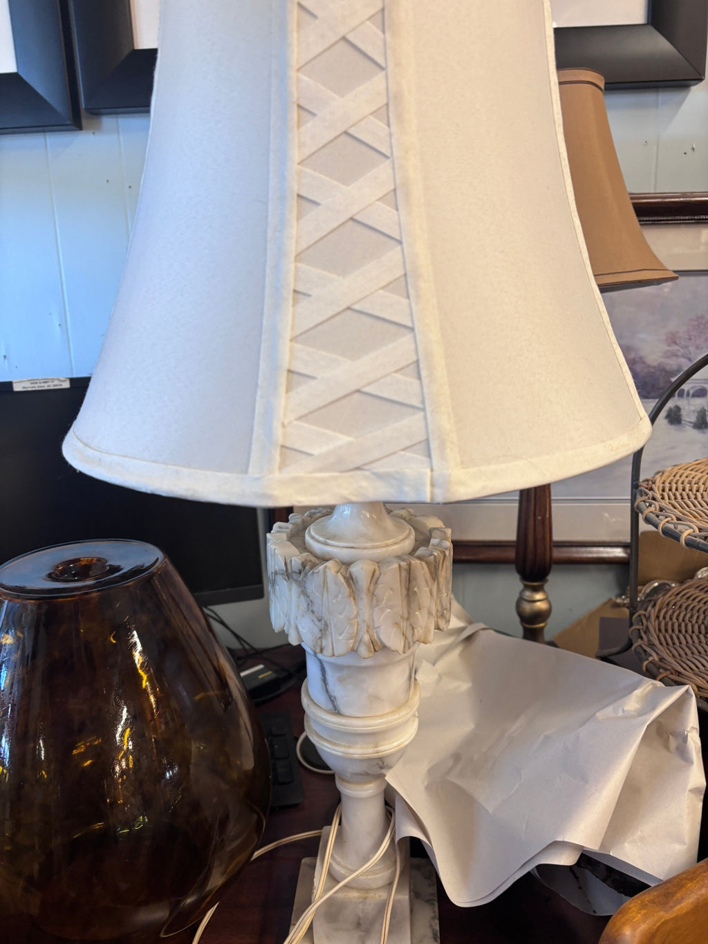 Marble/Alabaster table lamps Set of 2