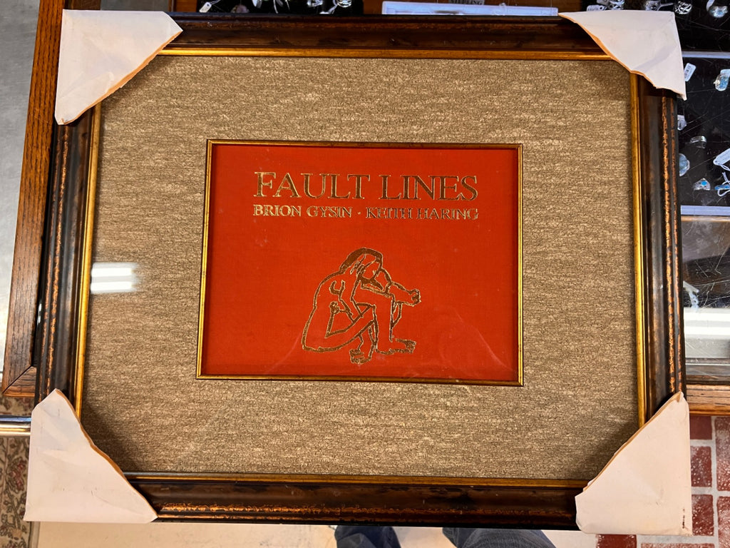 Framed print of art piece titled "Fault Lines," a collaboration between artist Brion Gysin and Keith Haring. Framed and Authenticated Limited Edition of 200