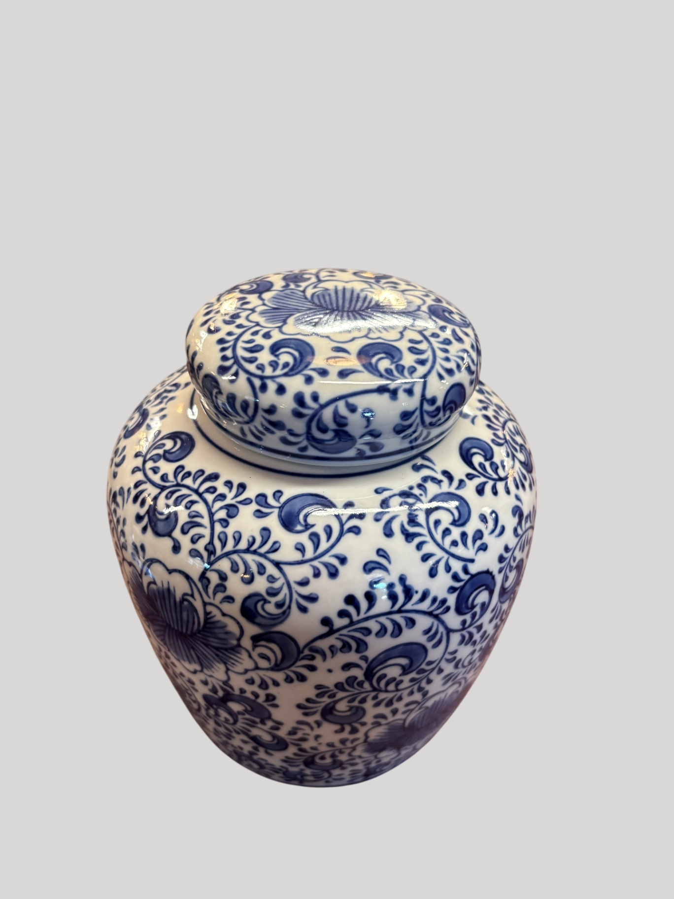 Blue and White Rose Ginger Jar