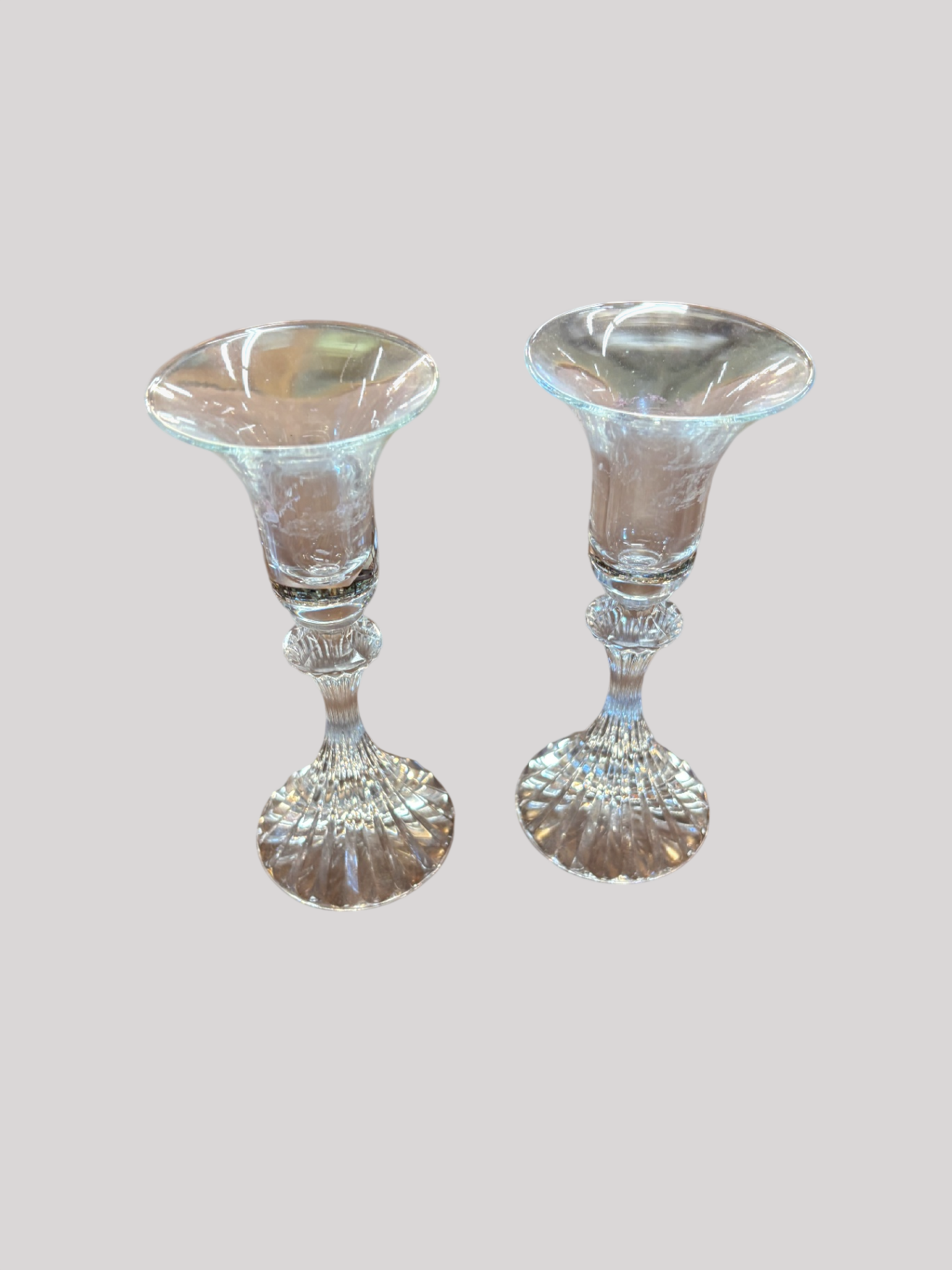 Mikasa Crystal Set Candlesticks "THE RITZ" Stunning Design 6 1/4" MINT Condition