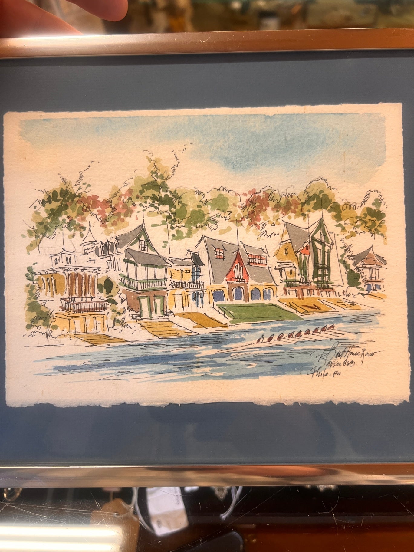 Joe Barker Boat House Row Watercolor