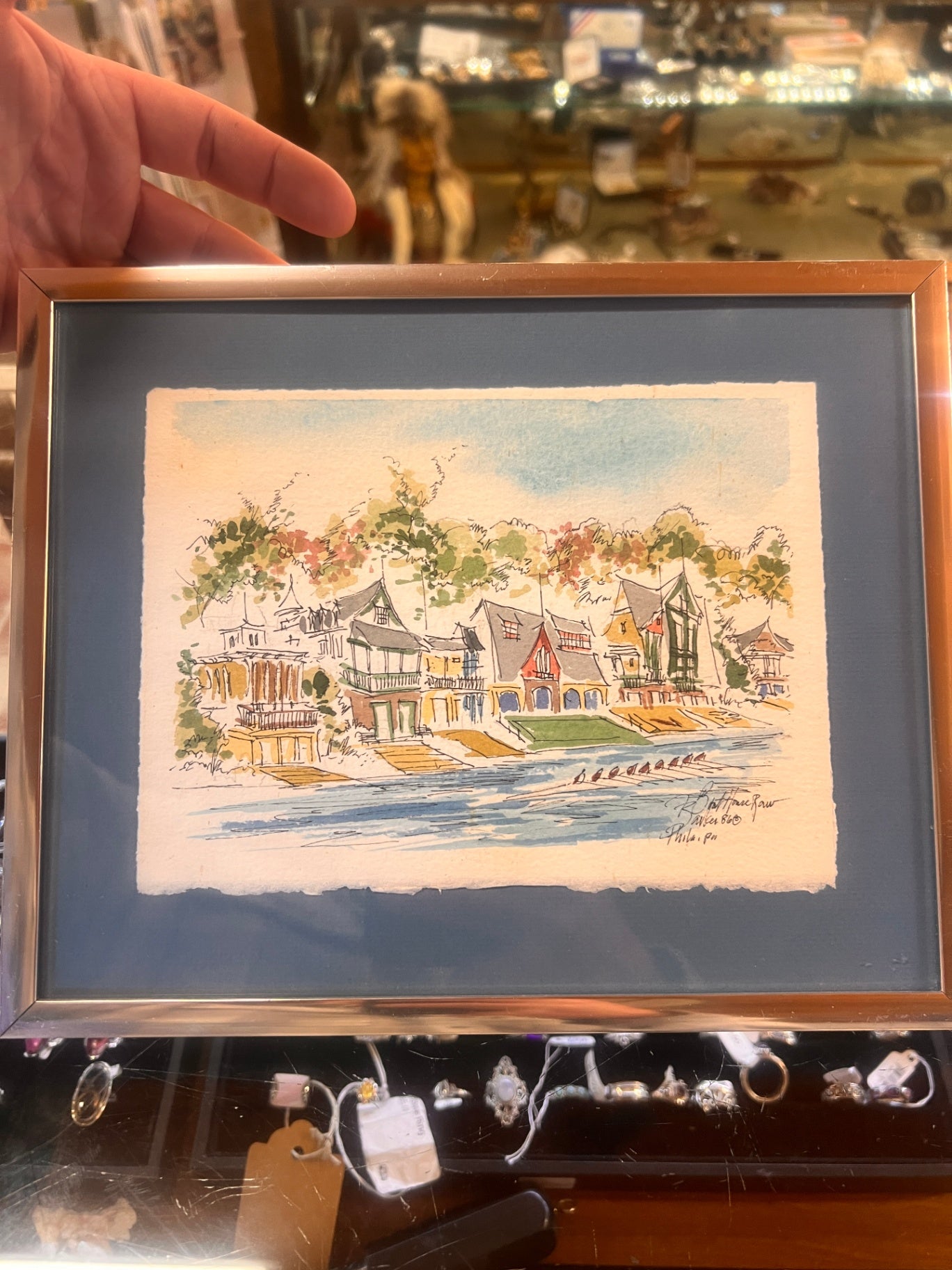 Joe Barker Boat House Row Watercolor