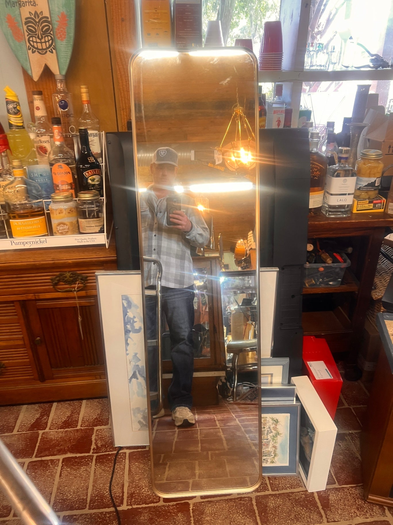 Vintage Metal MCM Full Length Mirror