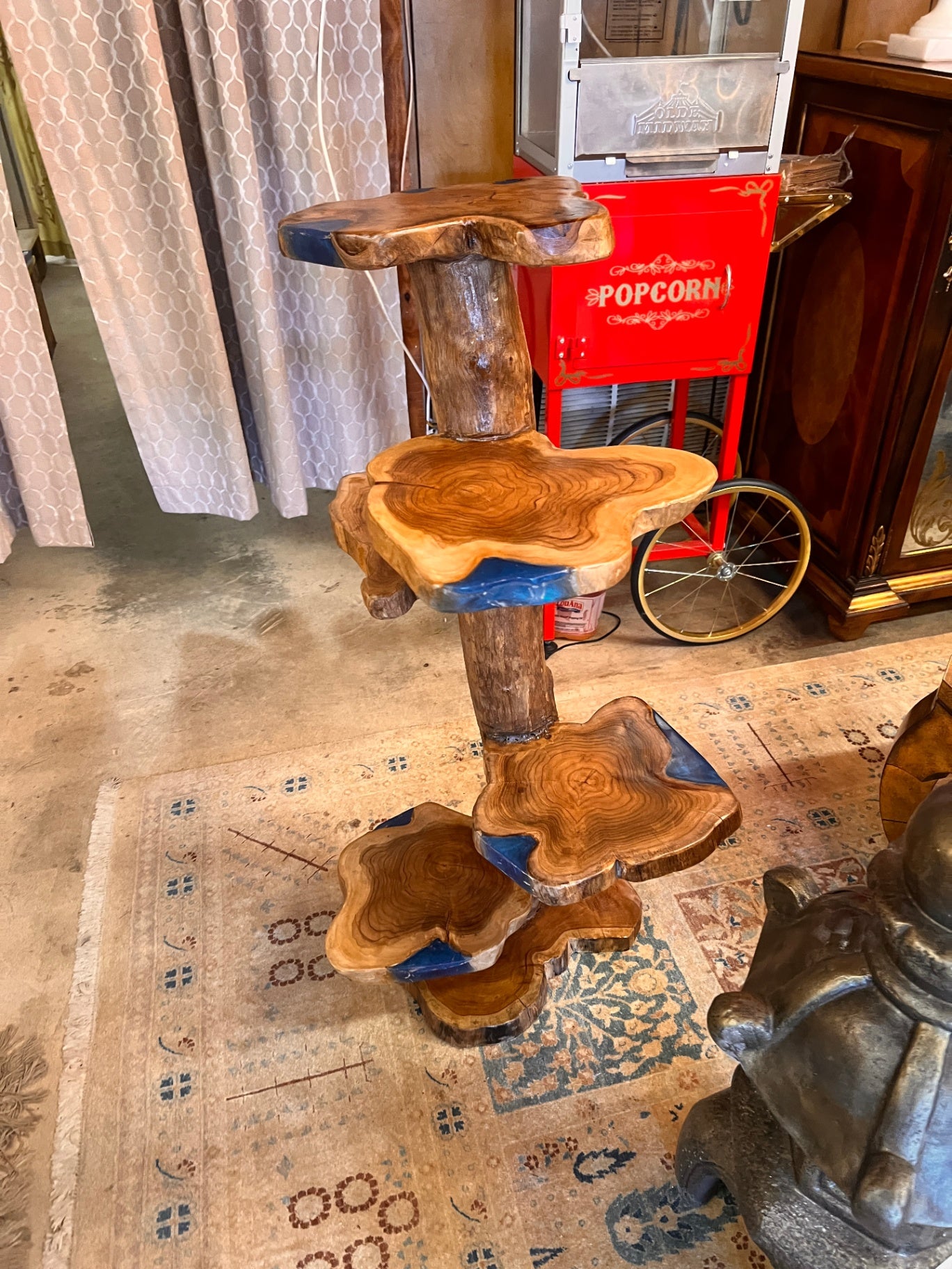 5 Tier Teak Wood and Resin Shelf