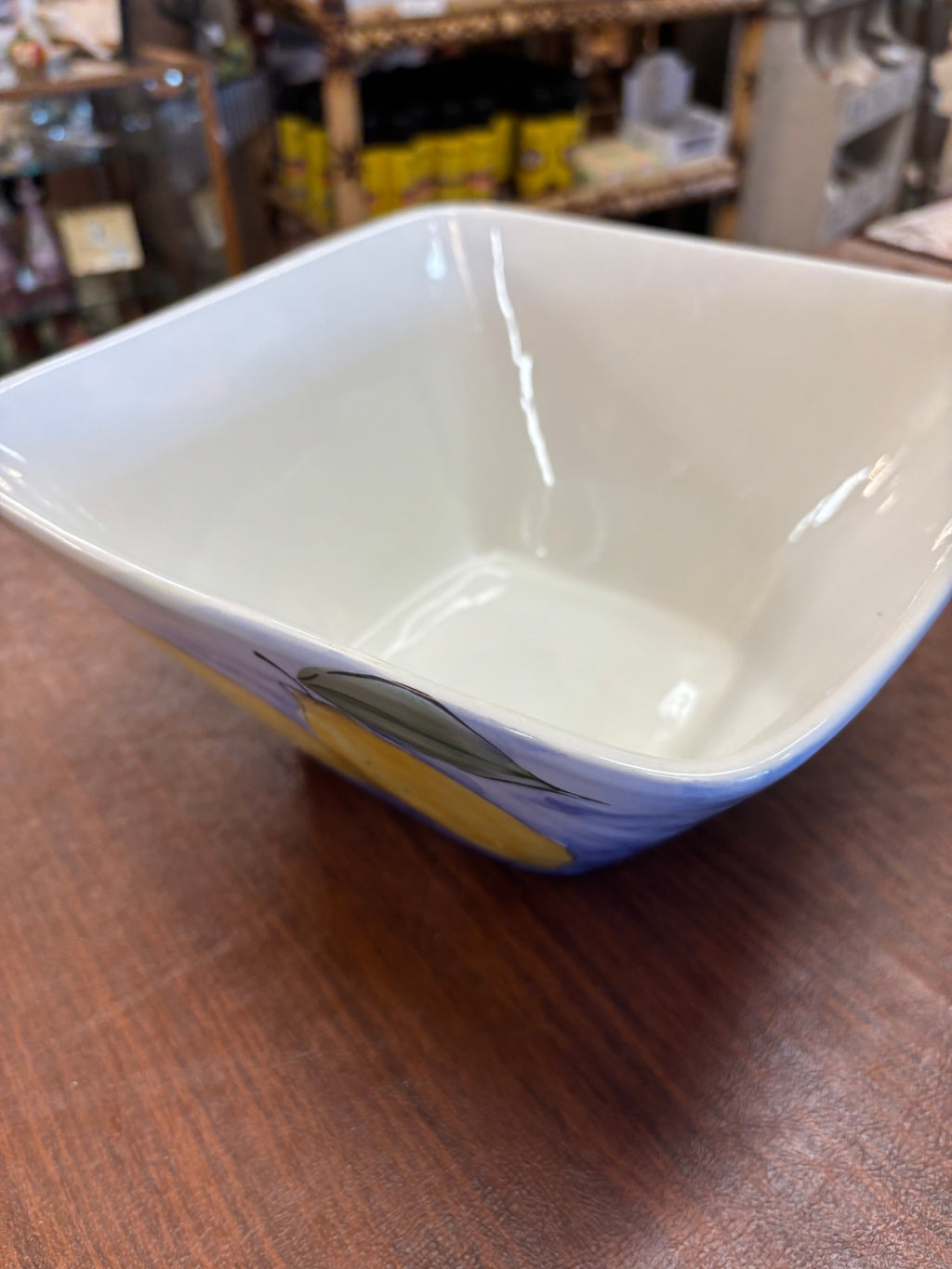 KIC Fresh Fruit Hand Painted Stonemite Small Bowl Blue With Lemons 