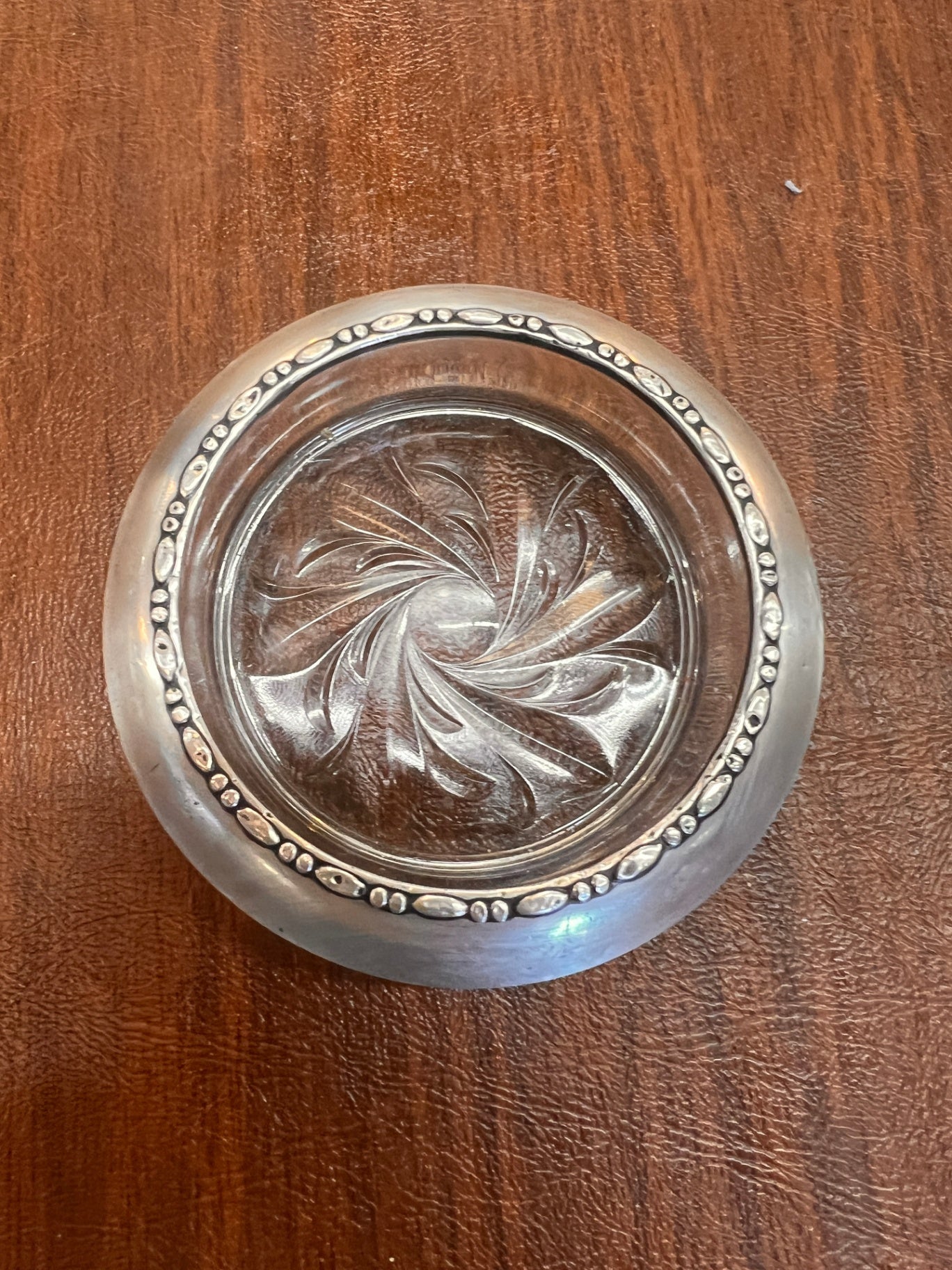 Vintage Amston Sterling Silver Glass Ashtray Coaster - 4.5