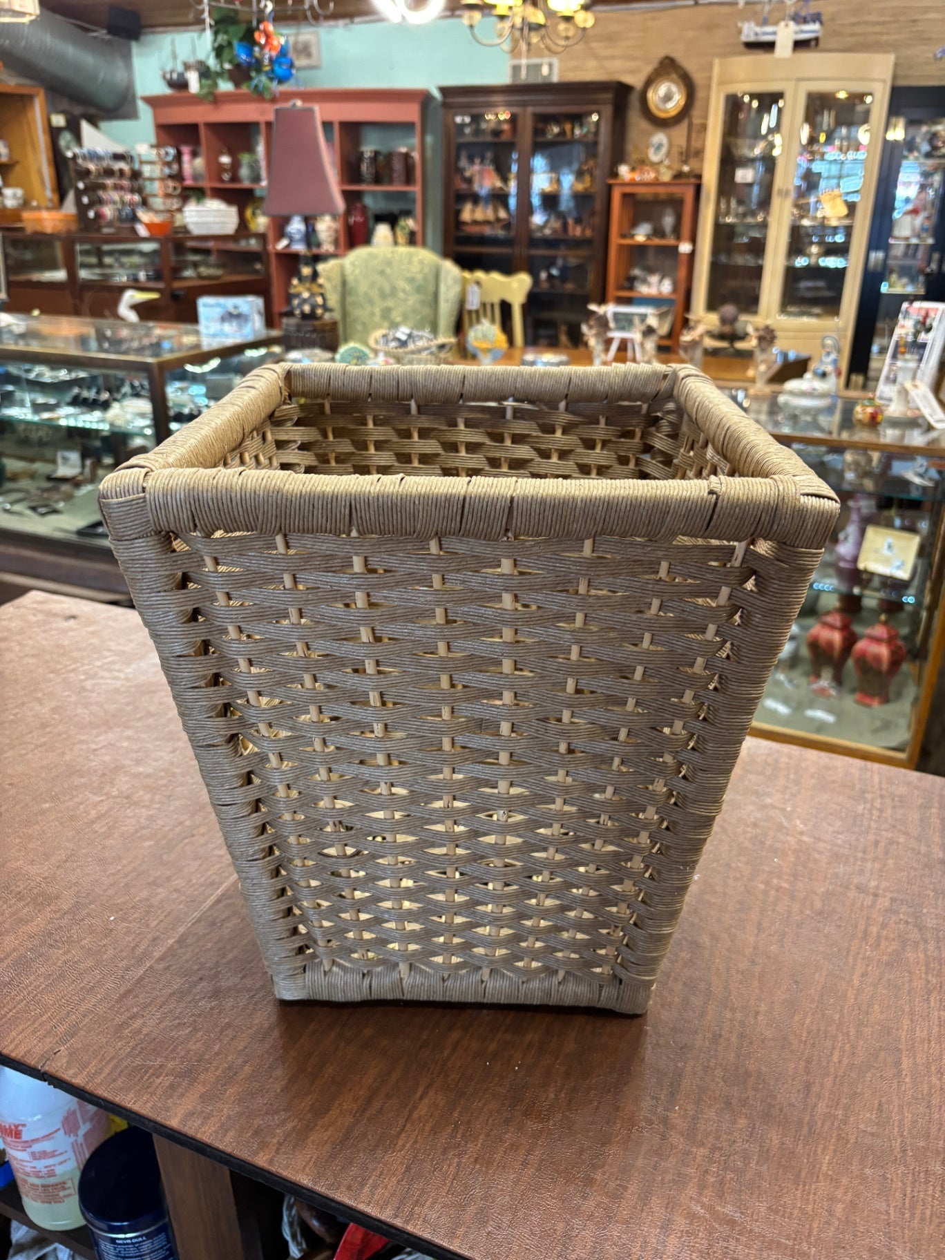 mDesign Woven  Trash Can Wastebasket, Garbage Container Bin
